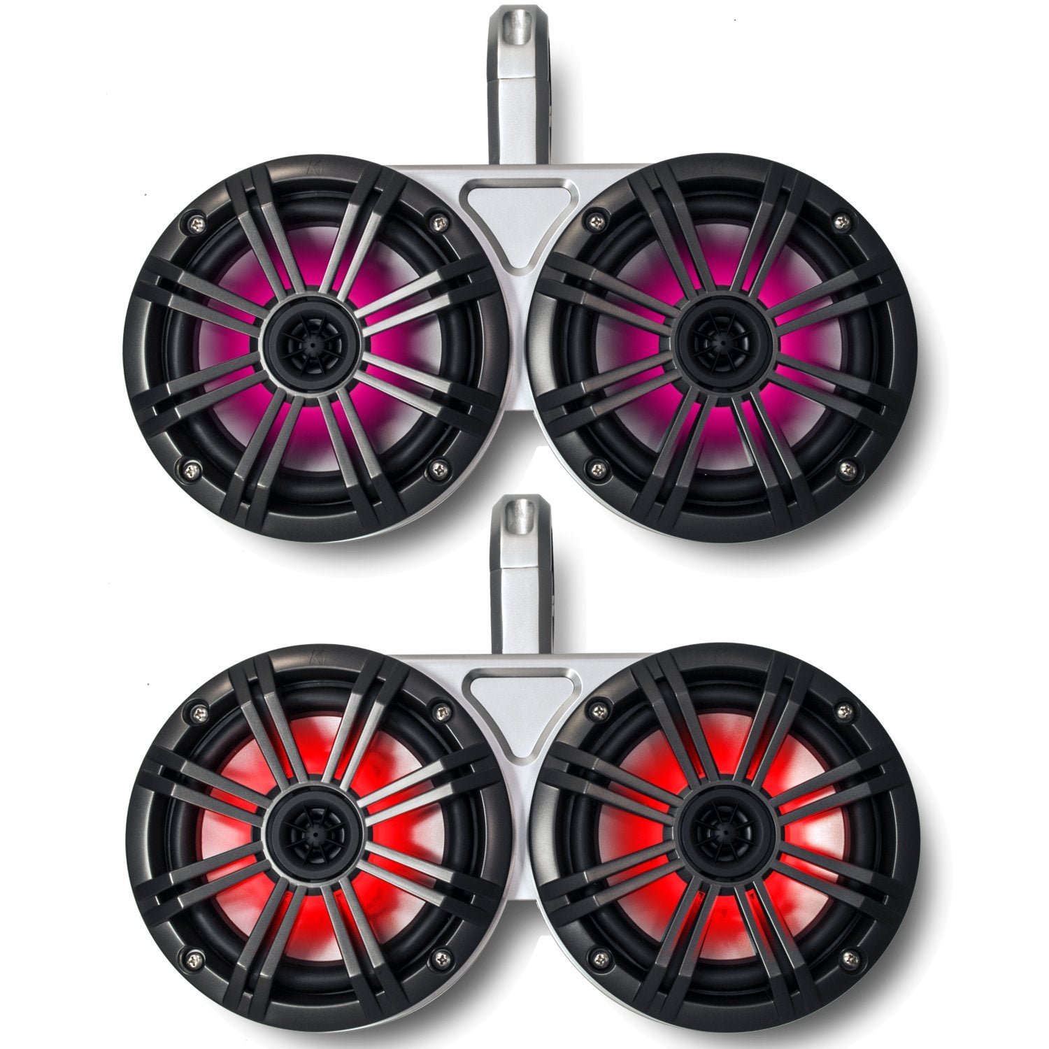Kicker White Dual Wake Tower System Charcoal 6.5'' Marine Rgb Led Speakers