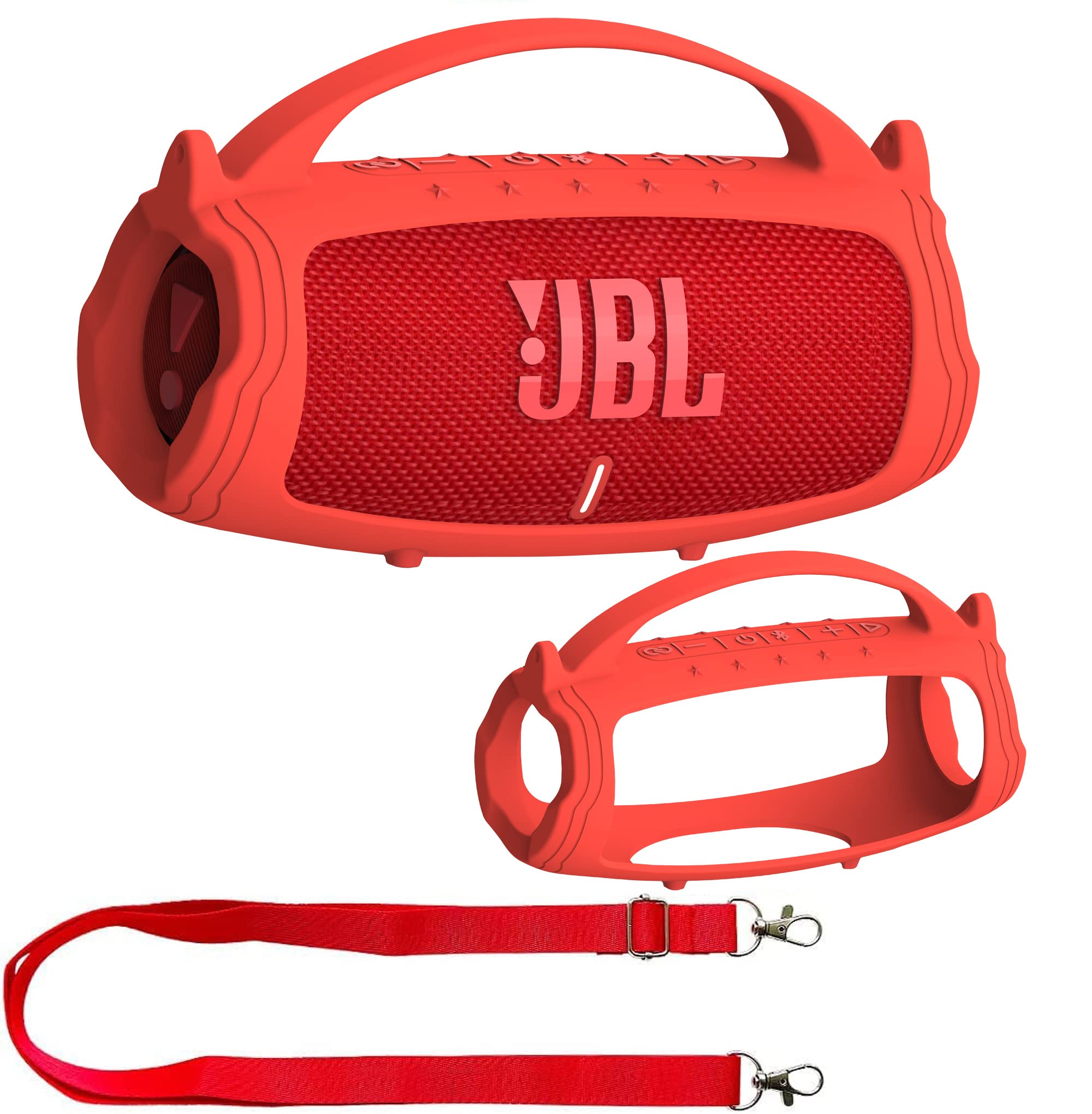 Silicone Cover Case For Jbl Charge 5 Portable Bluetooth Speaker, Protective Skin Holder For Jbl Charge 5 Speaker Accessories (Red Case, Not Fit Wi Fi Version)