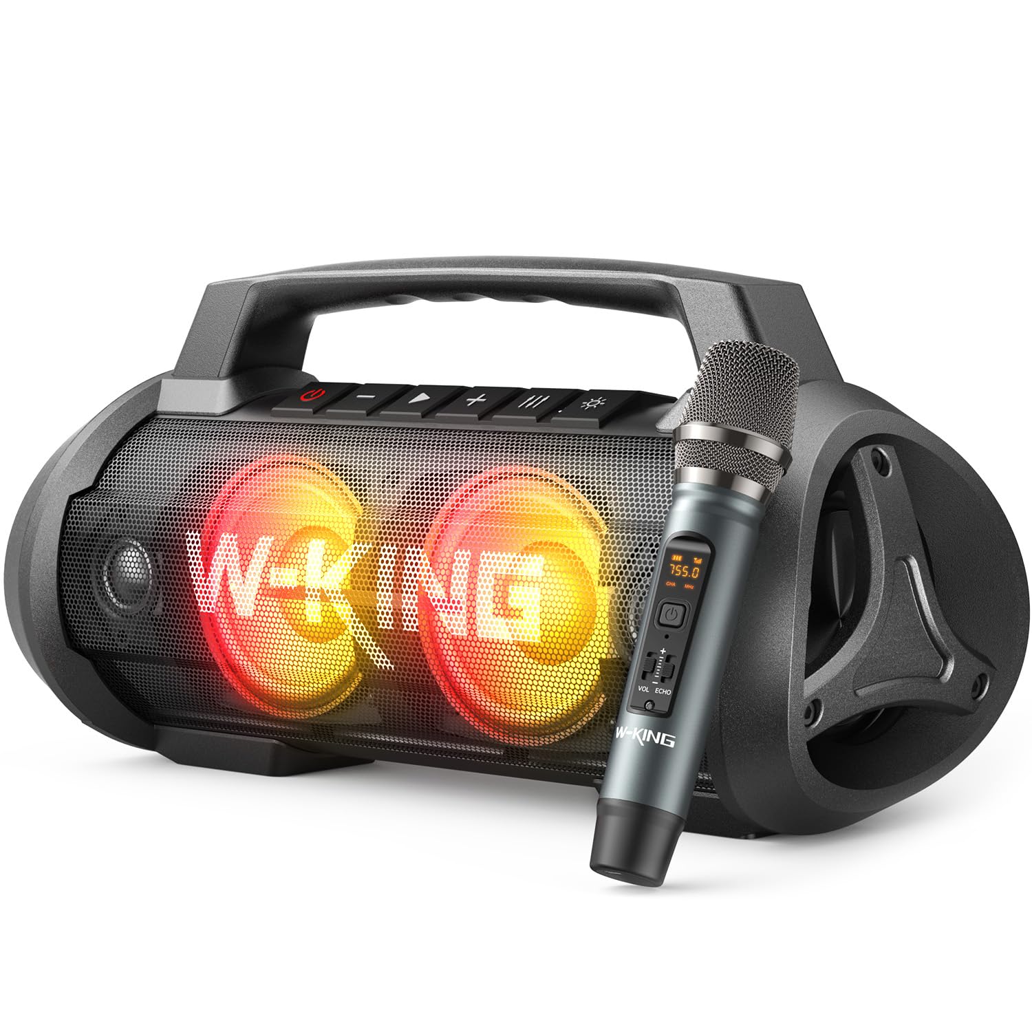 W King Portable Bluetooth Speaker With Wireless Microphone, 120W Peak 70W Rms Waterproof Bluetooth Speakers With Subwoofer Outdoor Speakers Bluetooth Boombox/42H/Bass Up/Dsp/Stereo Pairing/Power Bank