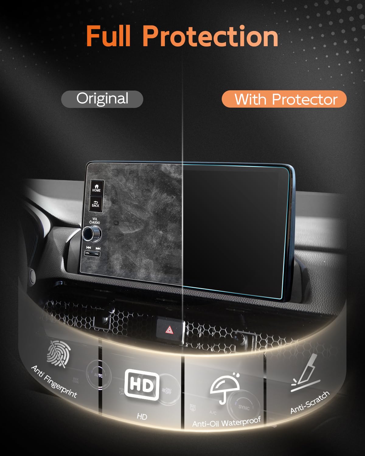 Cdefg Pilot 2 Pack Anti Reflection Screen Protector For Honda Pilot 2023 2024 2025 Accessories, 9 Inch, Ultra Transparent, Low Reflective, Pilot Ex L/Trailsport/Touring/Elite Touchscreen 2Pcs