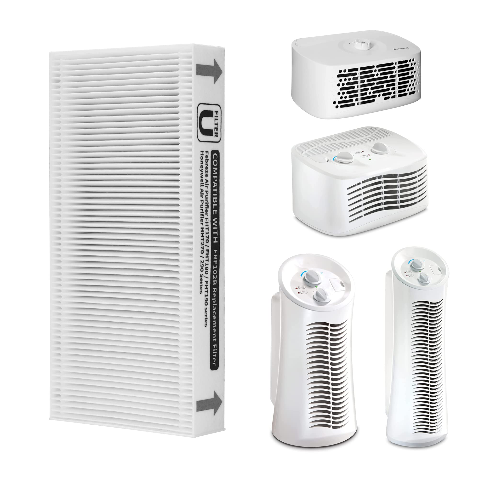 Gokbny 4 Pack Frf102B True Hepa Replacement Filter Compatible With Febreze Frf102B/Fht170/Fht180/Fht190 Purifiers And Honey Well