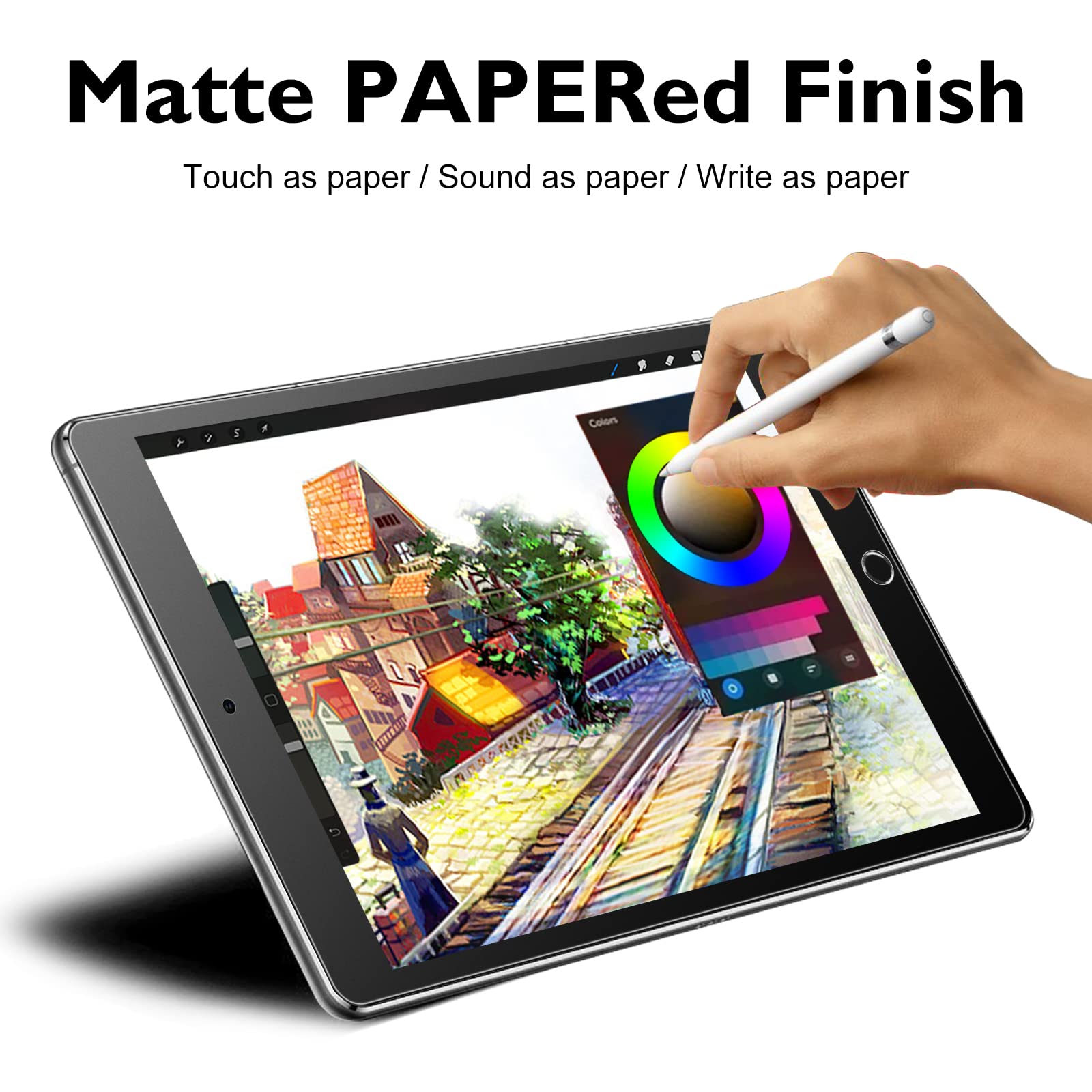 Esanik 2 Pack Like Paper Glass Screen Protector For Ipad 9Th/8Th/7Th Generation (10.2 Inch 2021/2020/2019) Tempered Glass 9H Pap