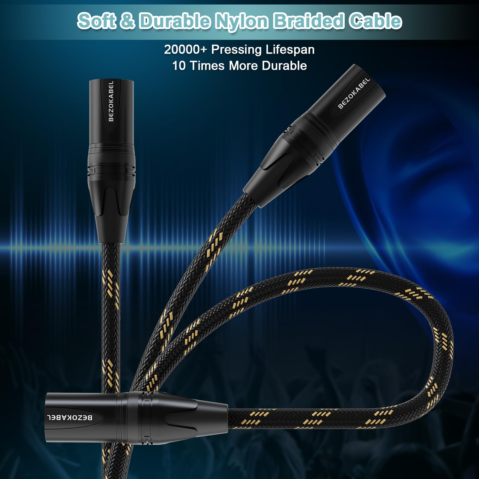 Bezokabel Xlr To 1/4 Inch(6.35Mm) 25Ft 2Packs, Xlr Male To 1/4 Male, Trs To Xlr Cable, Quarter Inch To Xlr Microphone Cable Nylo