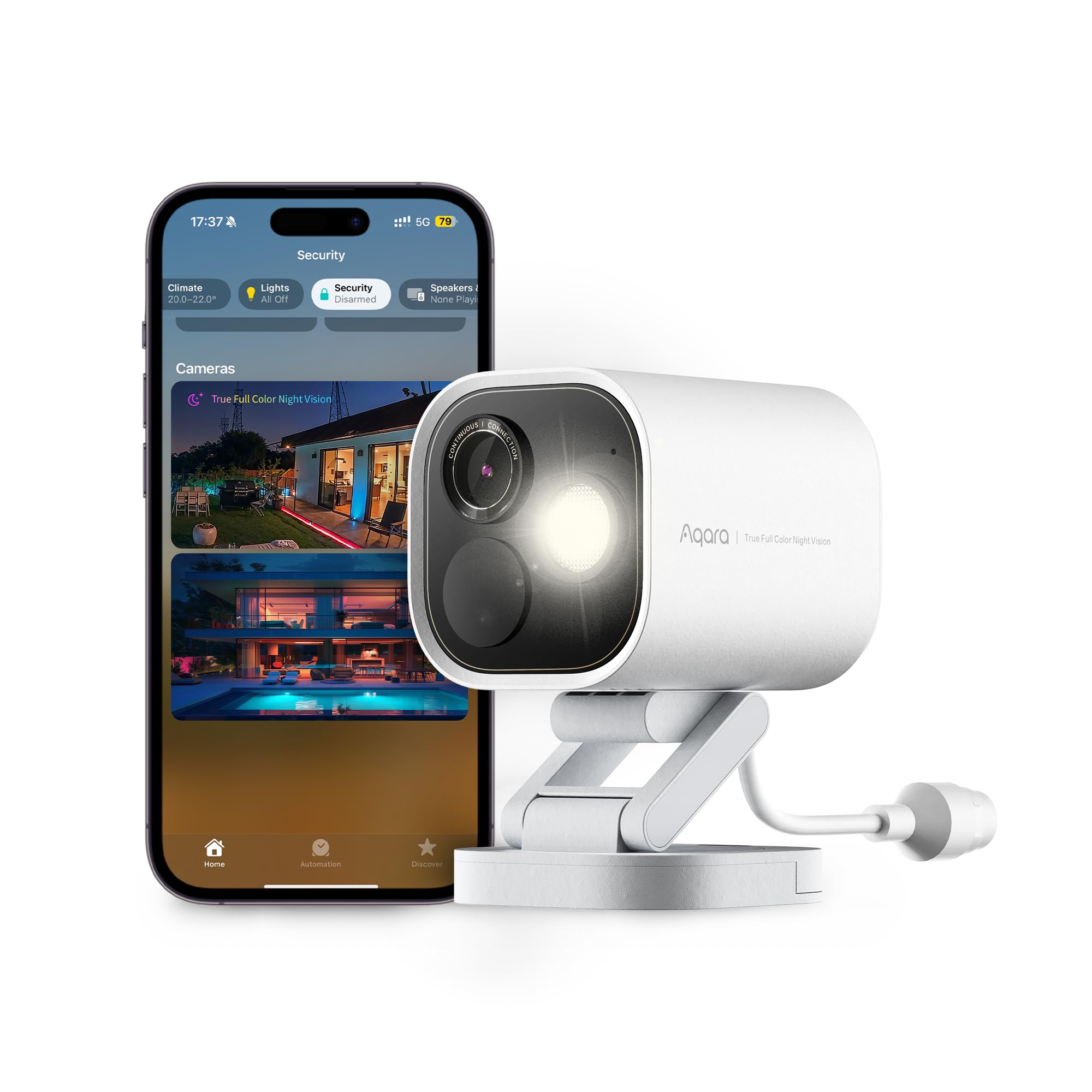 Aqara 4MP Camera Hub G5 Pro PoE, True Color Night Vision Security Camera Outdoor, HomeKit Secure Video, Thread Border Router, Lo