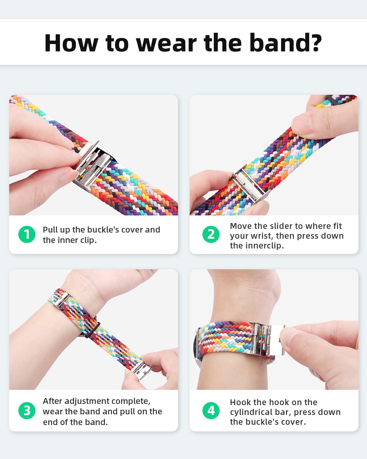 One Click No Gap Braided Bands Compatible With Samsung Galaxy Watch 6 4 5 Band 40Mm 44Mm/Galaxy Watch 6 4 Classic 47Mm 43Mm 42Mm