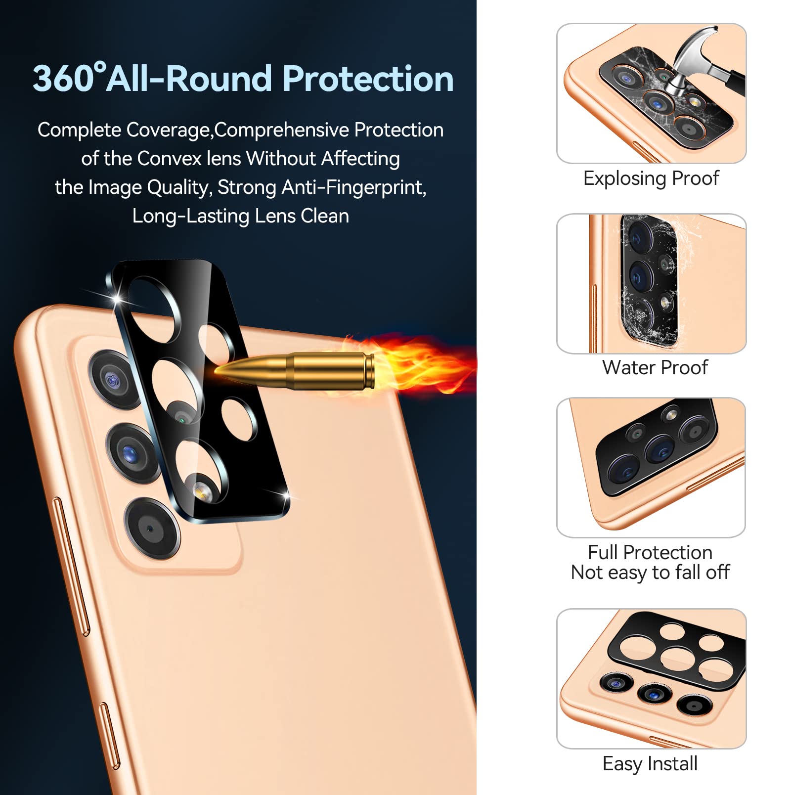 Ivoler [4+2 Pack] Screen Protector For Samsung Galaxy A53 5G 6.5'' 2022 [4 Pack] With [2 Pack] Camera Lens Protector Tempered Gl