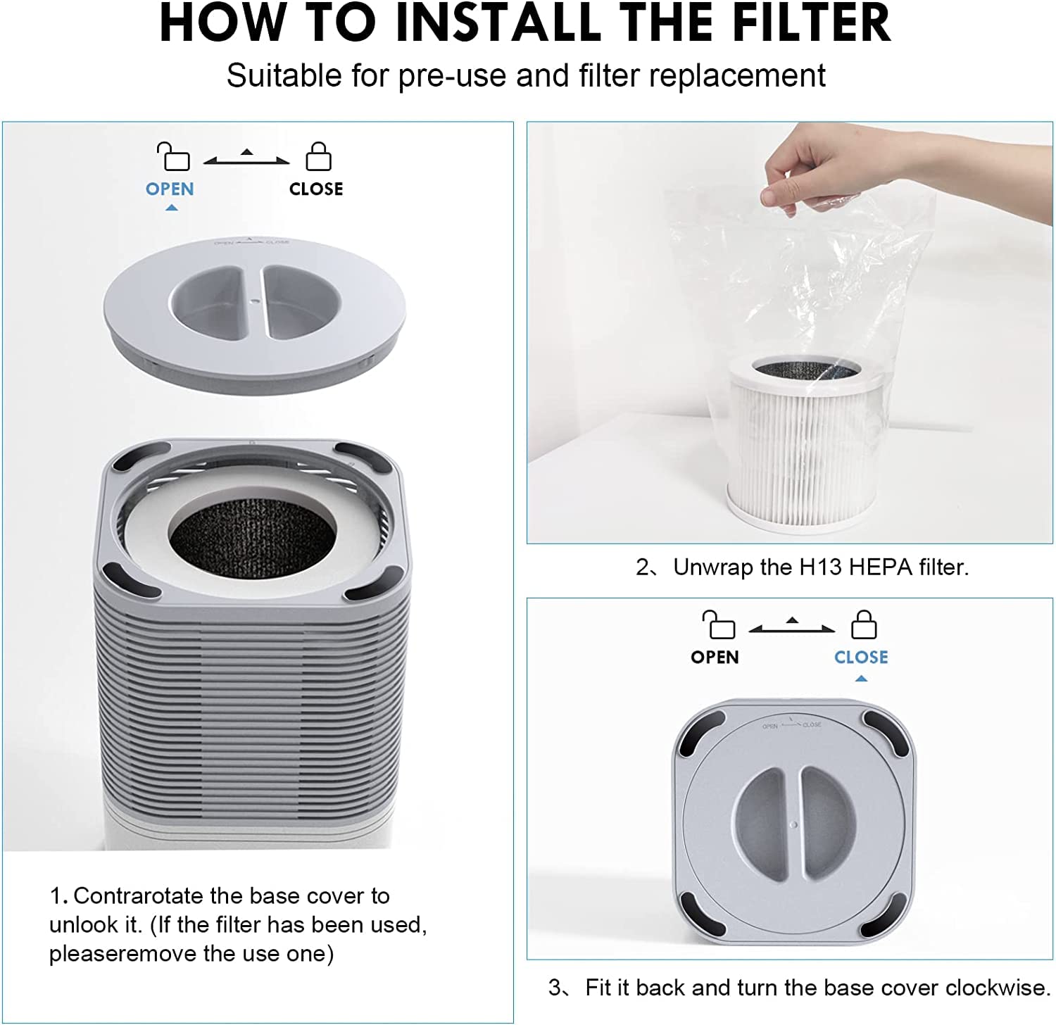 Vewior Official A1 A1W Air Purifier Replacement Filter H13 True Hepa Air Purifier Filter, Compatible With Vewior Hqsc 50 Hqkj 80