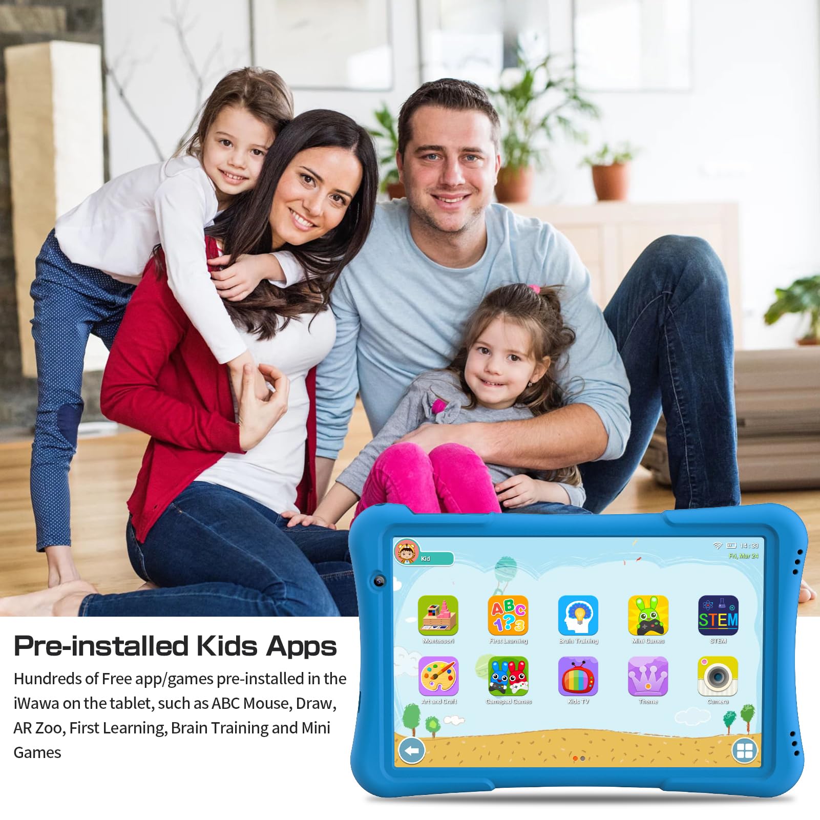 Pritom 10 Inch Kids Tablet Android 12 Tabletas 32Gb, Quad Core, 6000Mah, Large Hd Ips Display, Wifi 6, Dual Camera, Bluetooth, T