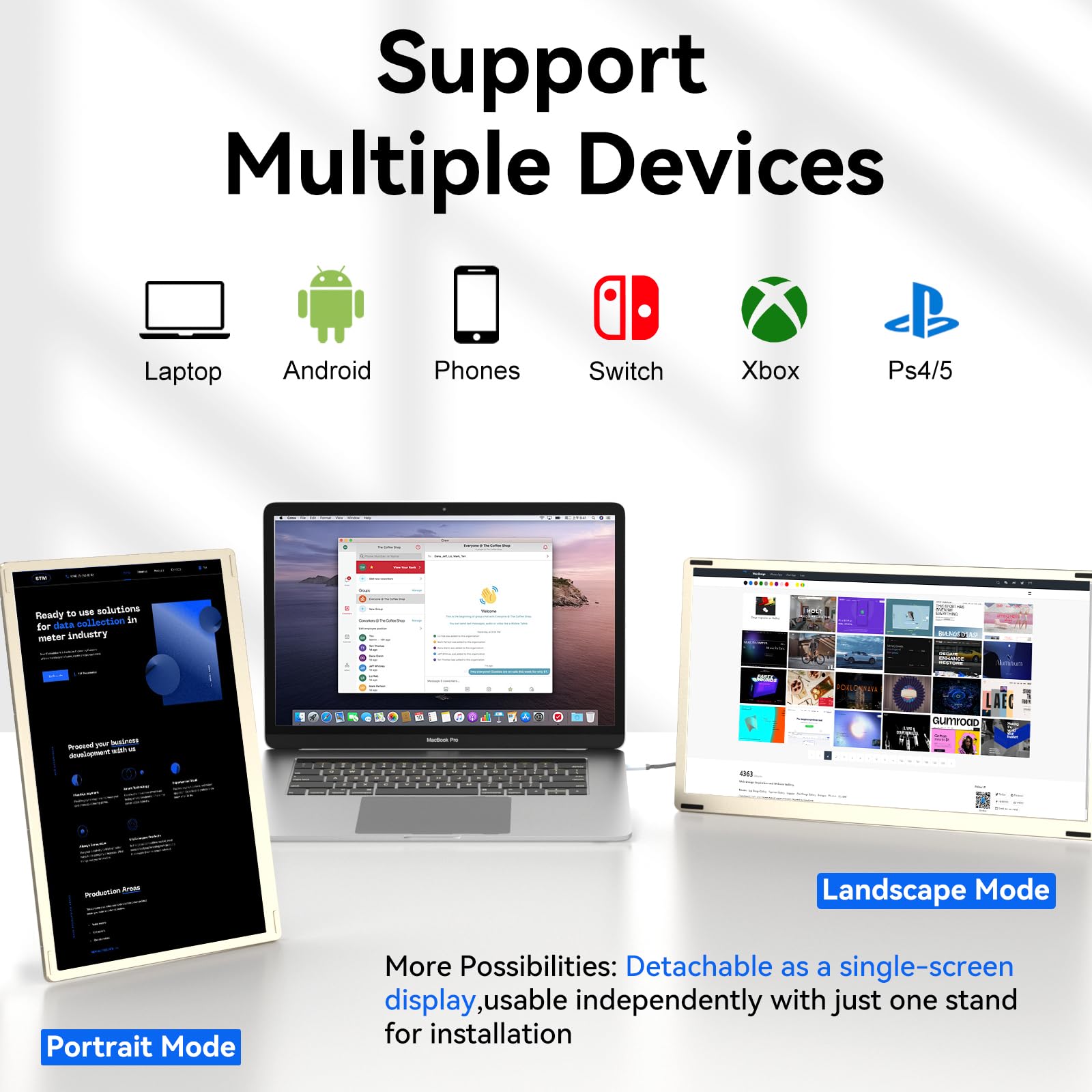Siaviala Portable Monitor,15.6'' Laptop Screen Extender, Ultra Slim Travel Monitor With Speakers Usb C, Fhd 1080P Ips Dual Displ