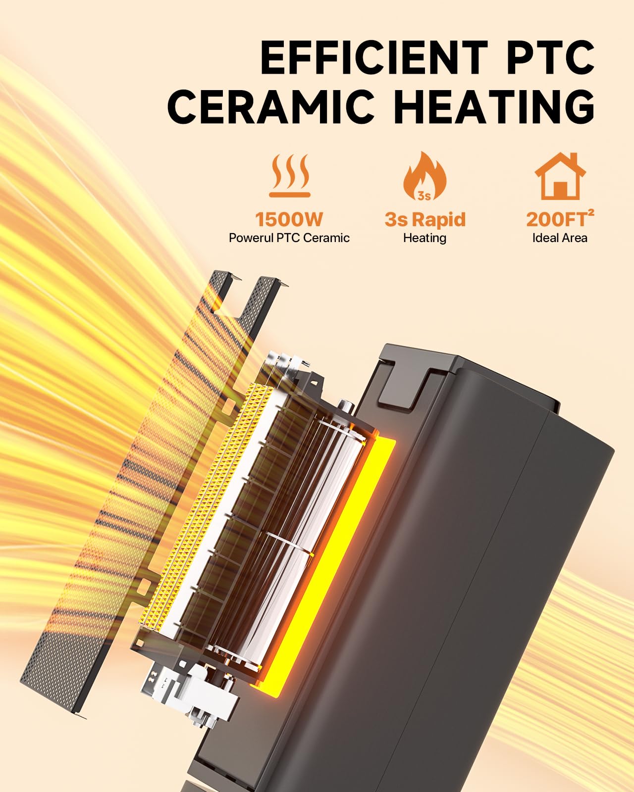 Space Heater With Remote And Thermostat, 1500W Fast Portable Heater With Timer,Overheat Protection And Air Filter, Ptc Ceramic H