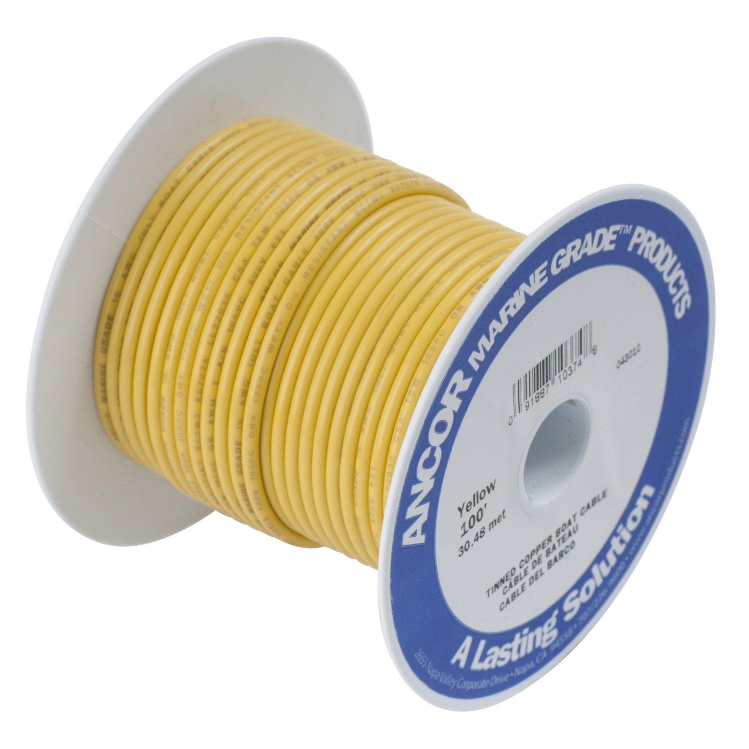 Ancor 109025 Marine Grade Electrical Primary Tinned Copper Boat Wiring (10-Gauge, Yellow, 250-Feet),WBHDWB000NV2D0G