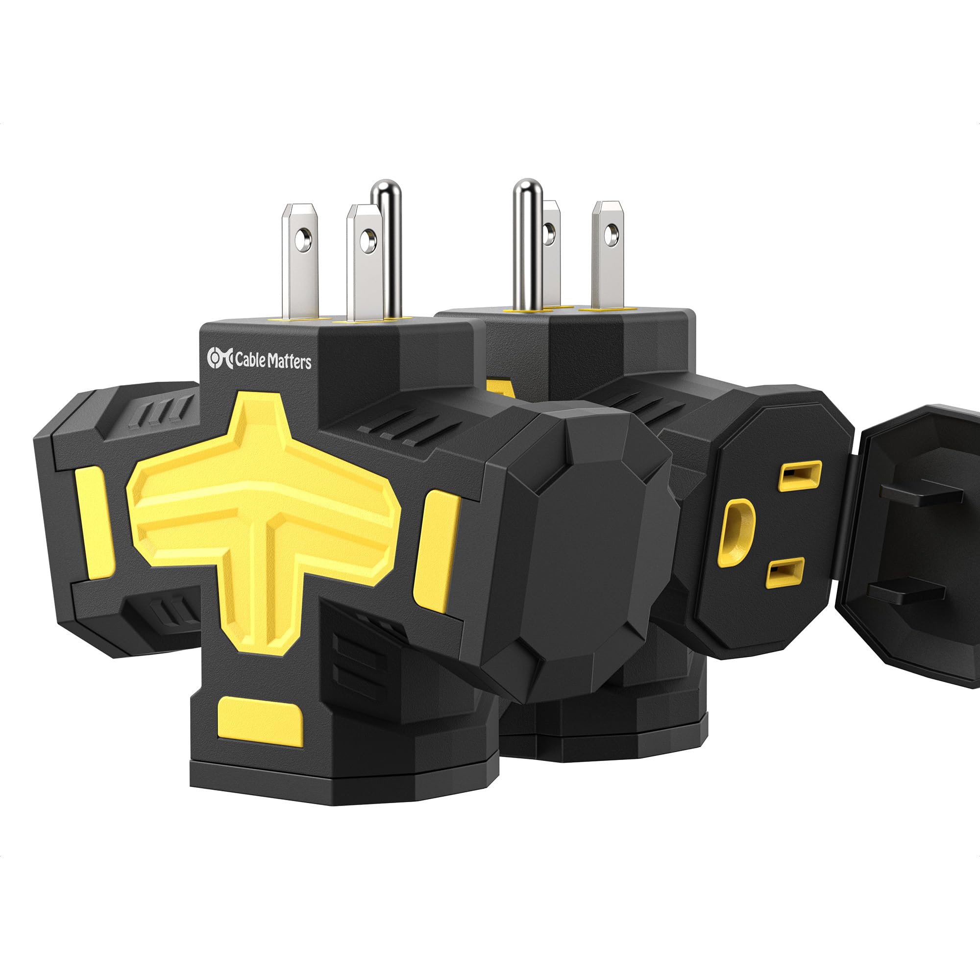 [Etl Listed] Cable Matters 2 Pack 3 Way Outdoor Plug Splitter 15A 1875W (Indoor/Outdoor Multi Plug Outlet, 3 Way Plug Adapter) I