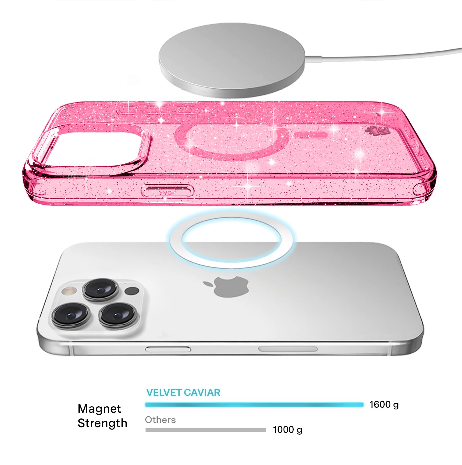 Velvet Caviar Compatible With Iphone 15 Pro Case Pink Glitter For Girls [8Ft Drop Tested] Compatible With Magsafe   Protective G