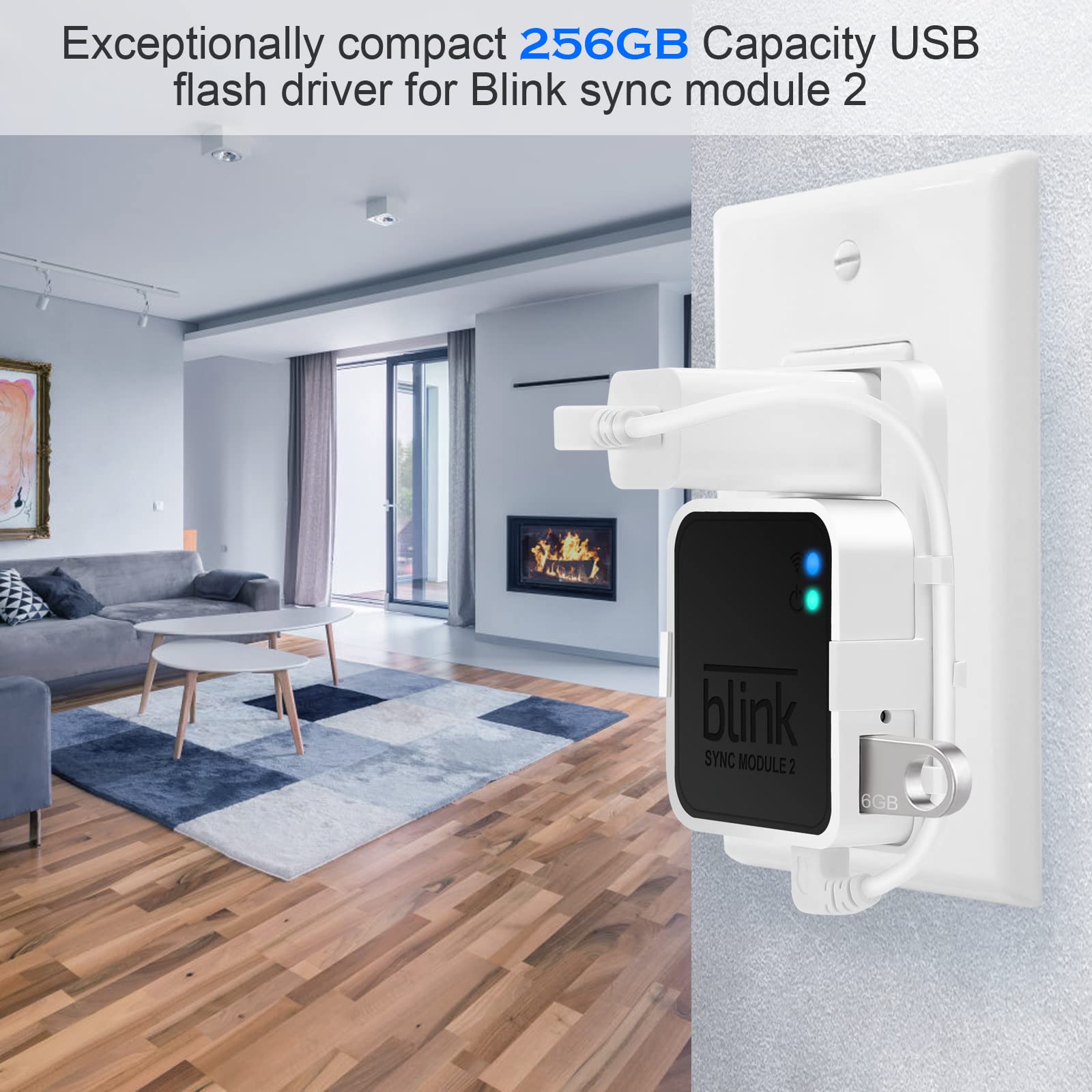 256Gb Usb Flash Drive For Local Video Storage With Outlet Mount For Blink Sync Module 2,Short Cable Save Space And Easy Move Mou