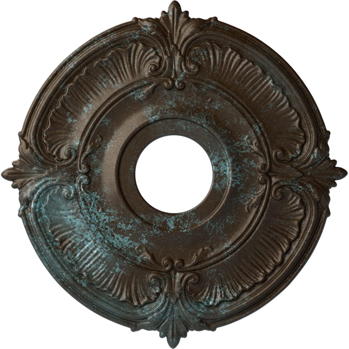 Ekena Millwork Cm18Atbbs Attica Ceiling Medallion, 18''Od X 4''Id X 5/8''P (Fits Canopies Up To 5''), Hand Painted Bronze Blue P