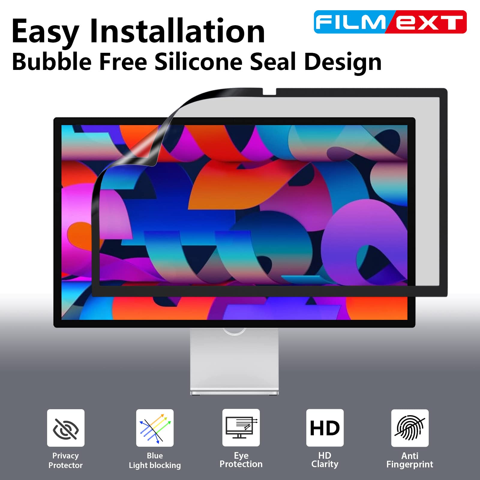 Filmext [2 Pack[2022 New] 27 Inch Privacy Screen For Monitor Compatible With Apple Studio Display 27'' Only,Removable Computer M