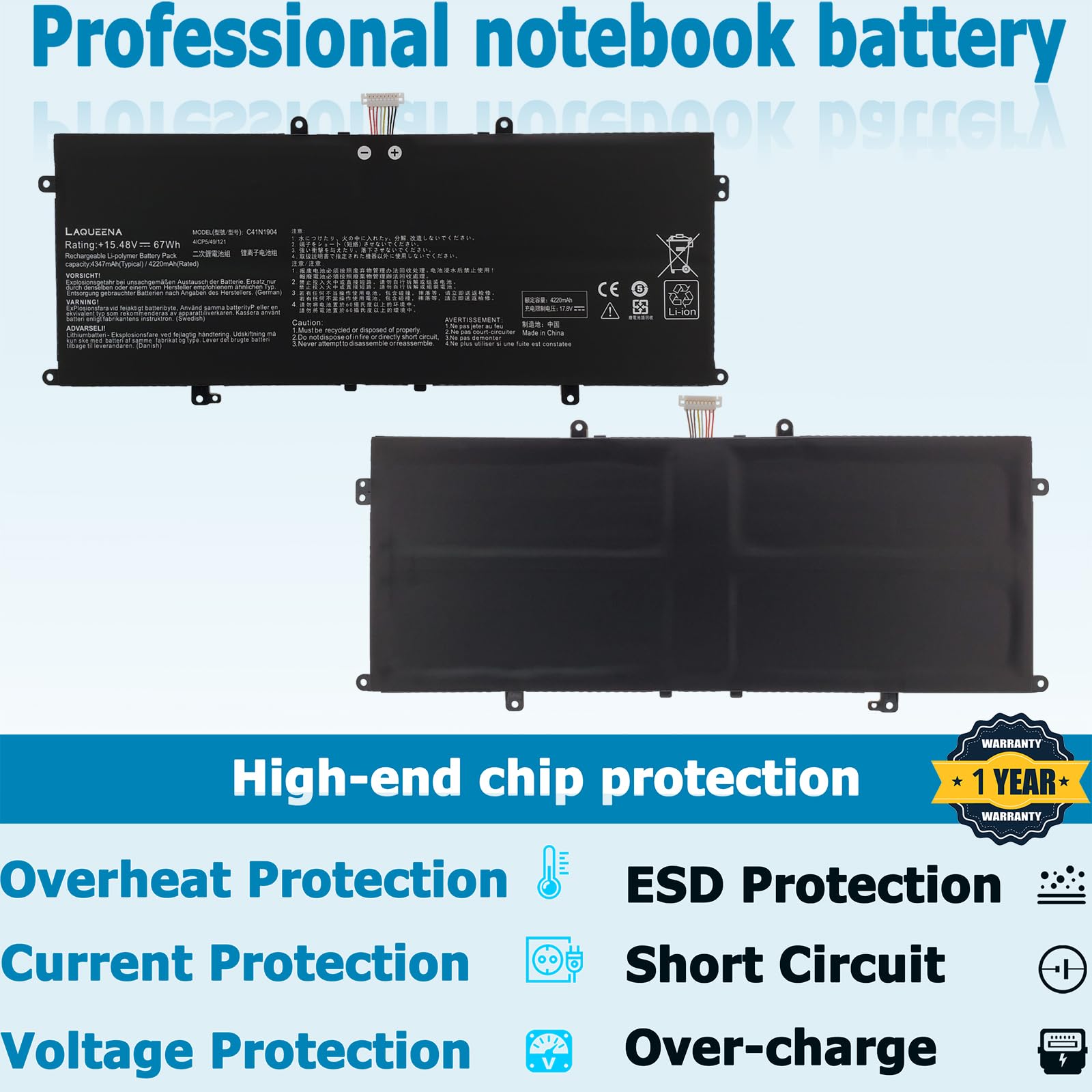 Laqueena C41N1904 Laptop Battery Compatible With Asus Zenbook 14 Um425Ia Ux425Ea Ux425Ja 13 Bx325Ja Ux325Ea Ux325Ja Ux325Sa Um32