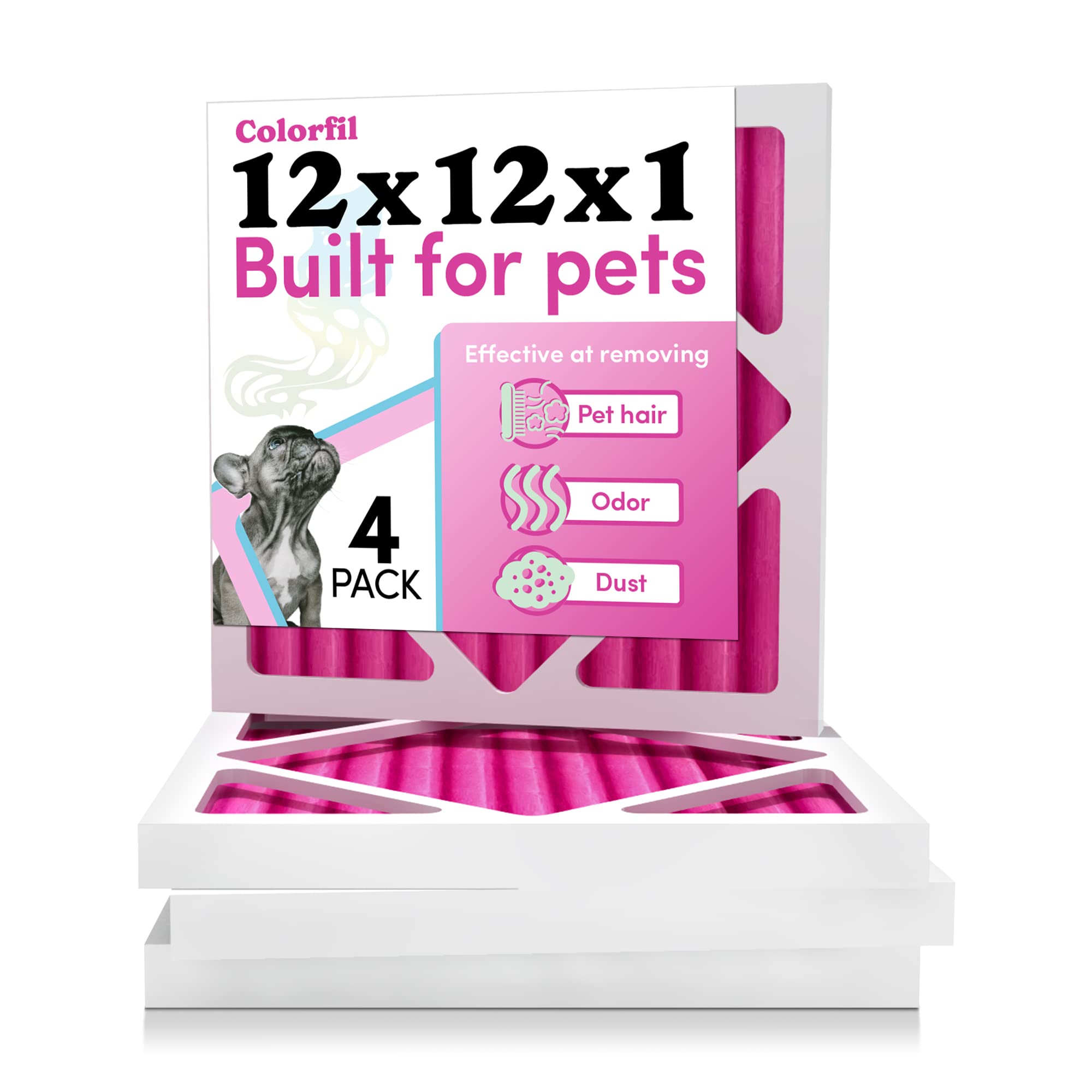 12X12X1 Air Filter By Colorfil | Color Changing Filters For Cat And Dog Odor | Merv 8 Furnace Ac Filter For Pet Hair And Dust |