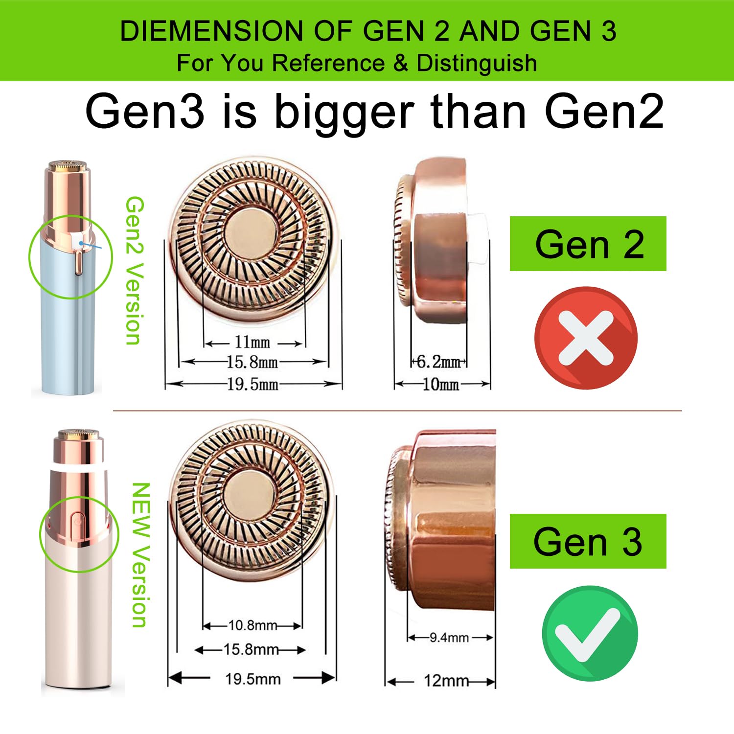 Generation 3Rd Replacement Heads For Flawless Facial Women Hair Remover   New Version Replacement Refills For Finishing Touch Ge