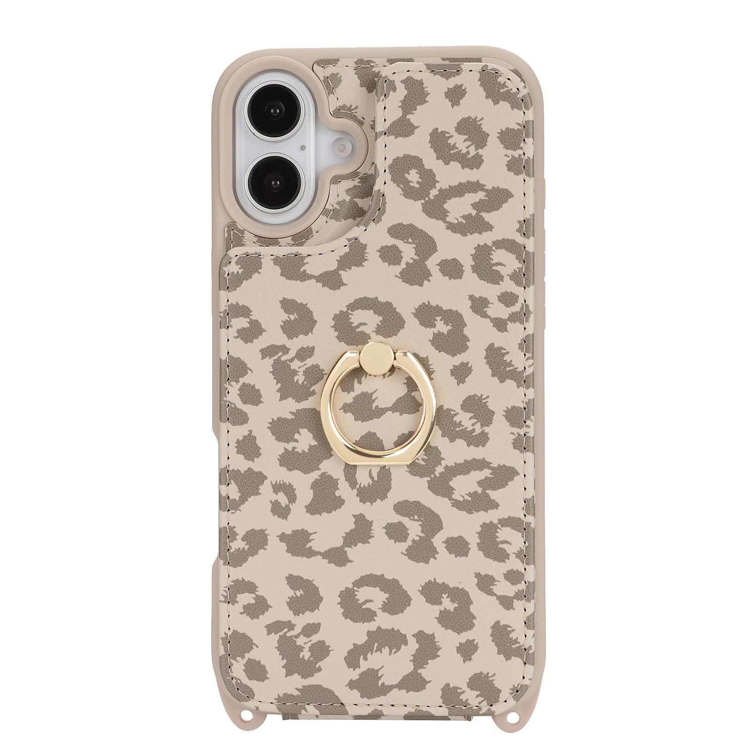 Lipvina For Iphone 16 Plus Case With Card Holder And Strap For Women,Crossbody Lanyard,Ring Stand,Snap Clasp,Cute Phone Wallet C