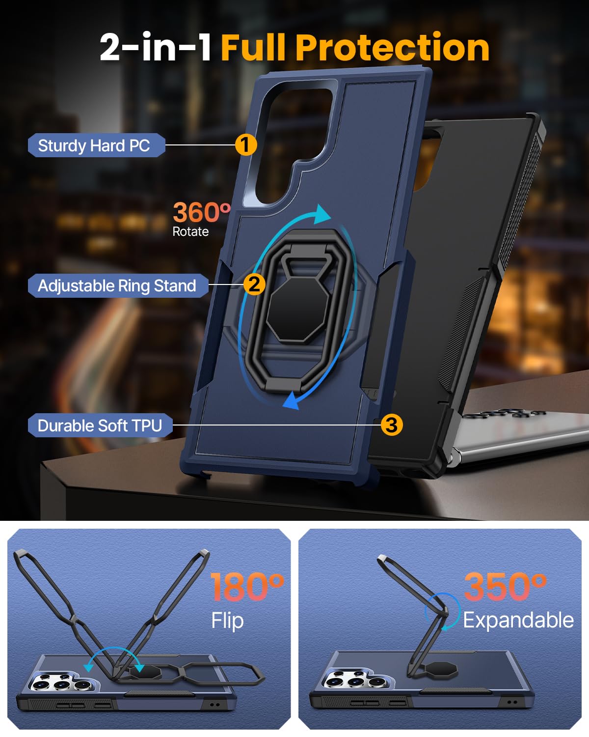 Shields Up For Samsung Galaxy S22 Ultra Case With Stand (Two-Way Stand), Galaxy S22 Ultra Phone Case With Double Ring Holder, He