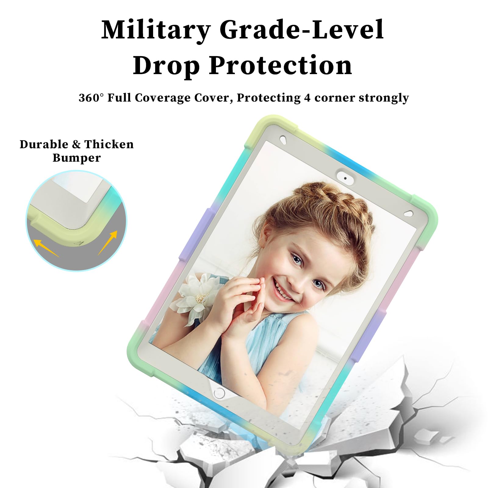 Hogenl For Ipad 9Th 8Th 7Th Generation Case For Kids Girls With Pencil Holder, For Ipad 10.2 Case With Butterfly Stand Shoulder