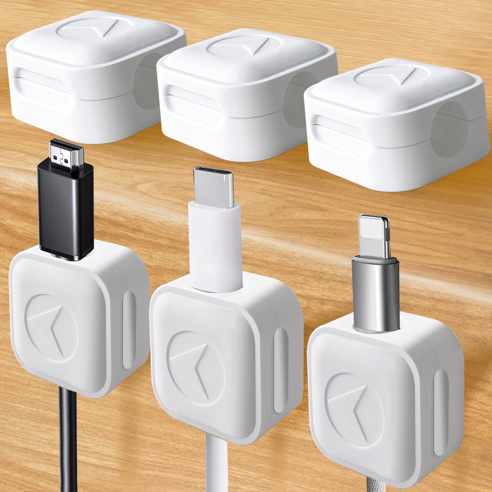Magnetic Cord Organizer, 6Pcs Magnetic Cable Clips Adhesive Cord Holder Under Desk Charger Cord Holder Management For Home Kitch