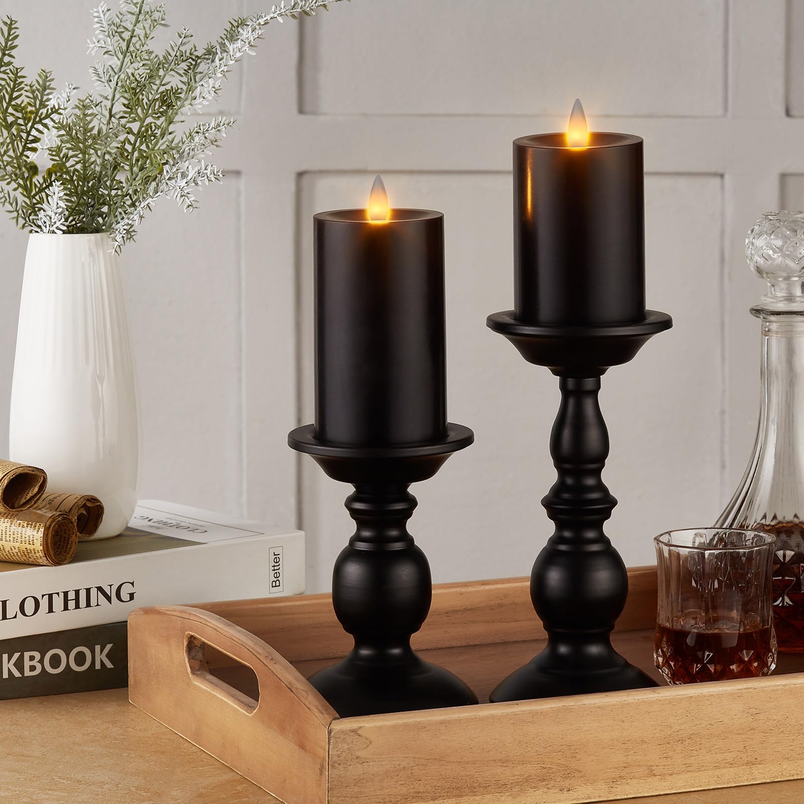 Cozierglow Flameless Pillar Candles Flickering With Remote Timer, Battery Operated Led Candles Up To 400 Hours, 3D Moving Flame
