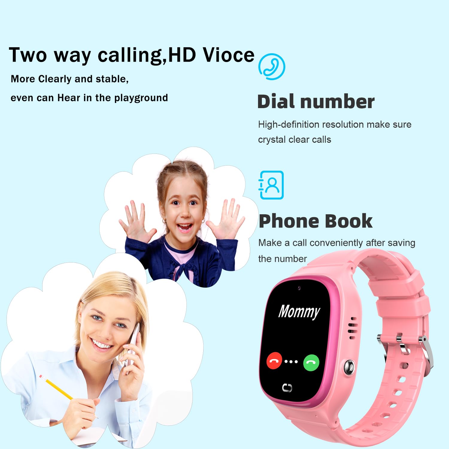 Kids Smart Watch Lbs Tracker - Boys Girls Smartwatches For 3-12 Year Old With Sos Camera Alarm Call Camera Class Non Disturb 12