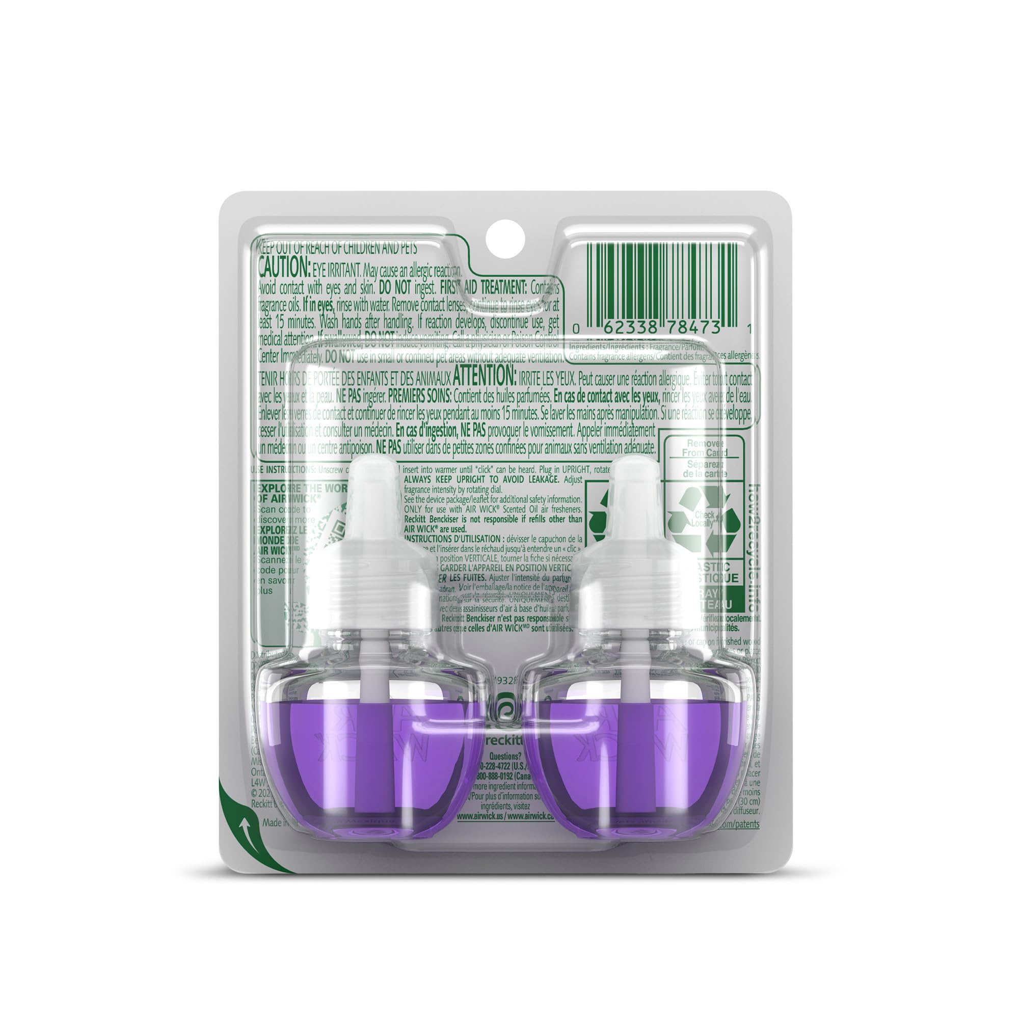 Air Wick Plug In Scented Oil Refill, 2Ct, Lavender & Chamomile, Essential Oils, Air Freshener