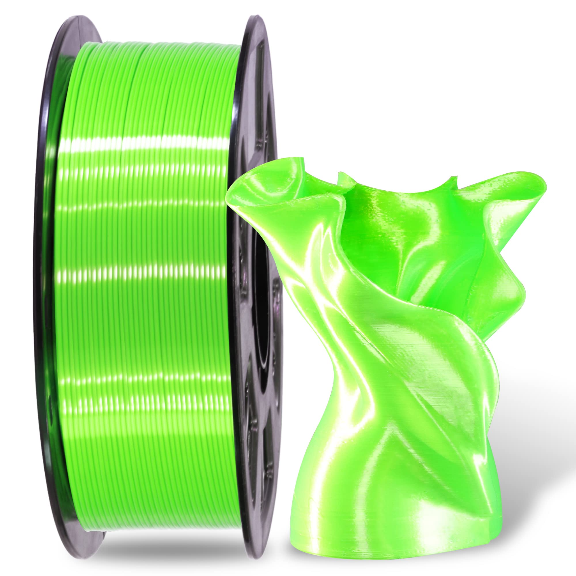Silk Shiny Luster Bright Lime Green Pla 3D Printing Filament, 1Kg 2.2Lbs 1.75Mm 3D Print Material With High Diameter Accuracy, N