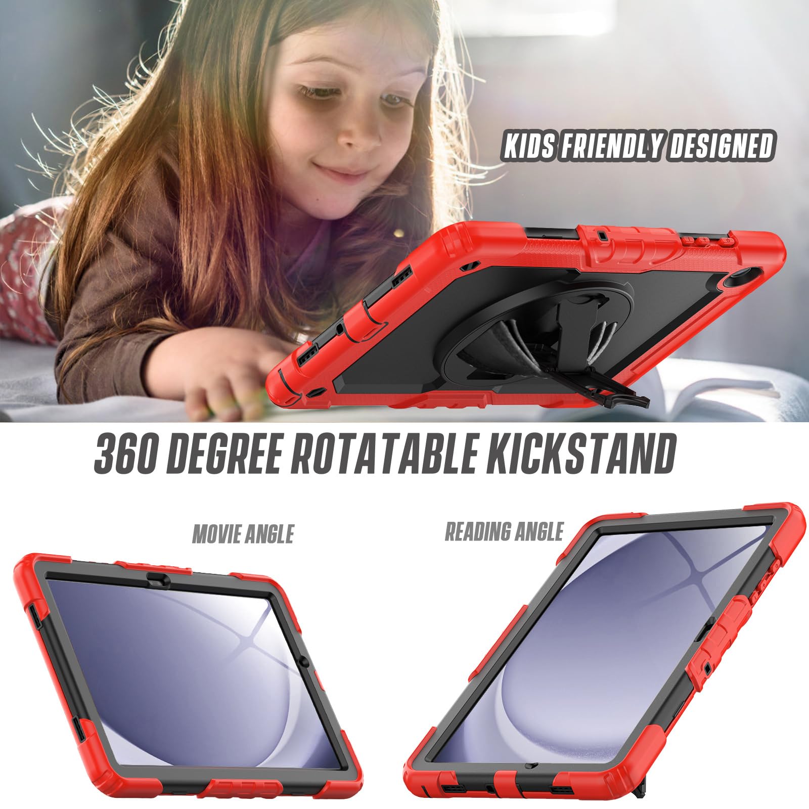 Herize Case For Samsung Galaxy Tab A9+ 11 Inch With Screen Protector | Sm X210/X215/X216 Cover For Kids | Shockproof Rugged Prot