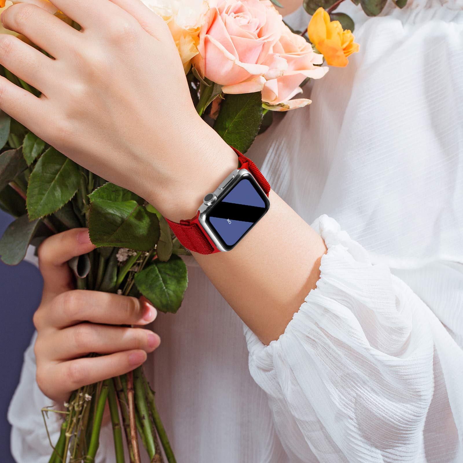 Enjiner Stretchy Nylon Solo Loop Bands Compatible With Apple Watch 38Mm 40Mm 42Mm 44Mm Iwatch Series 6 Se 5 4 3 2 1 Strap, Sport