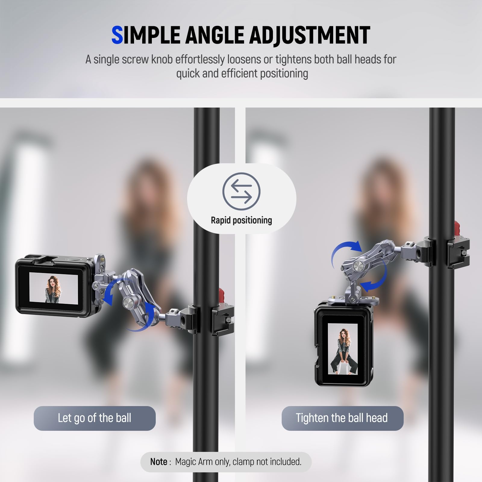 Neewer Lightweight Magic Arm, Articulating Friction Arm With 1/4'' Screw & Nato Clamp, Retractable Anti Twist Locating Pin, 360