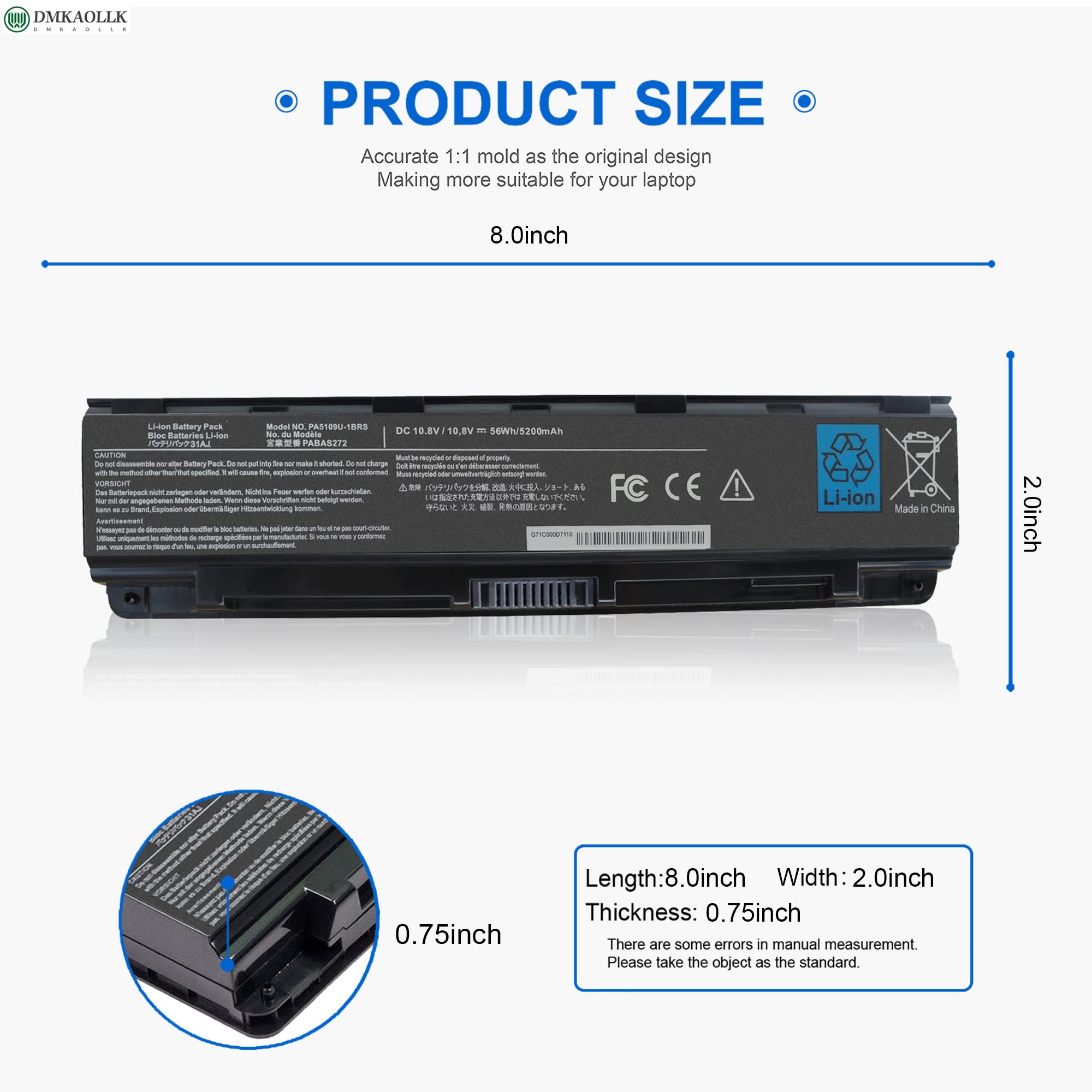 Pa5109U 1Brs Pabas272 Battery For Toshiba Satellite S75 B C75 C75D B C75D C C55 C75D B7100 C75D B7304 C75D A7223 L75 B7150 L75D