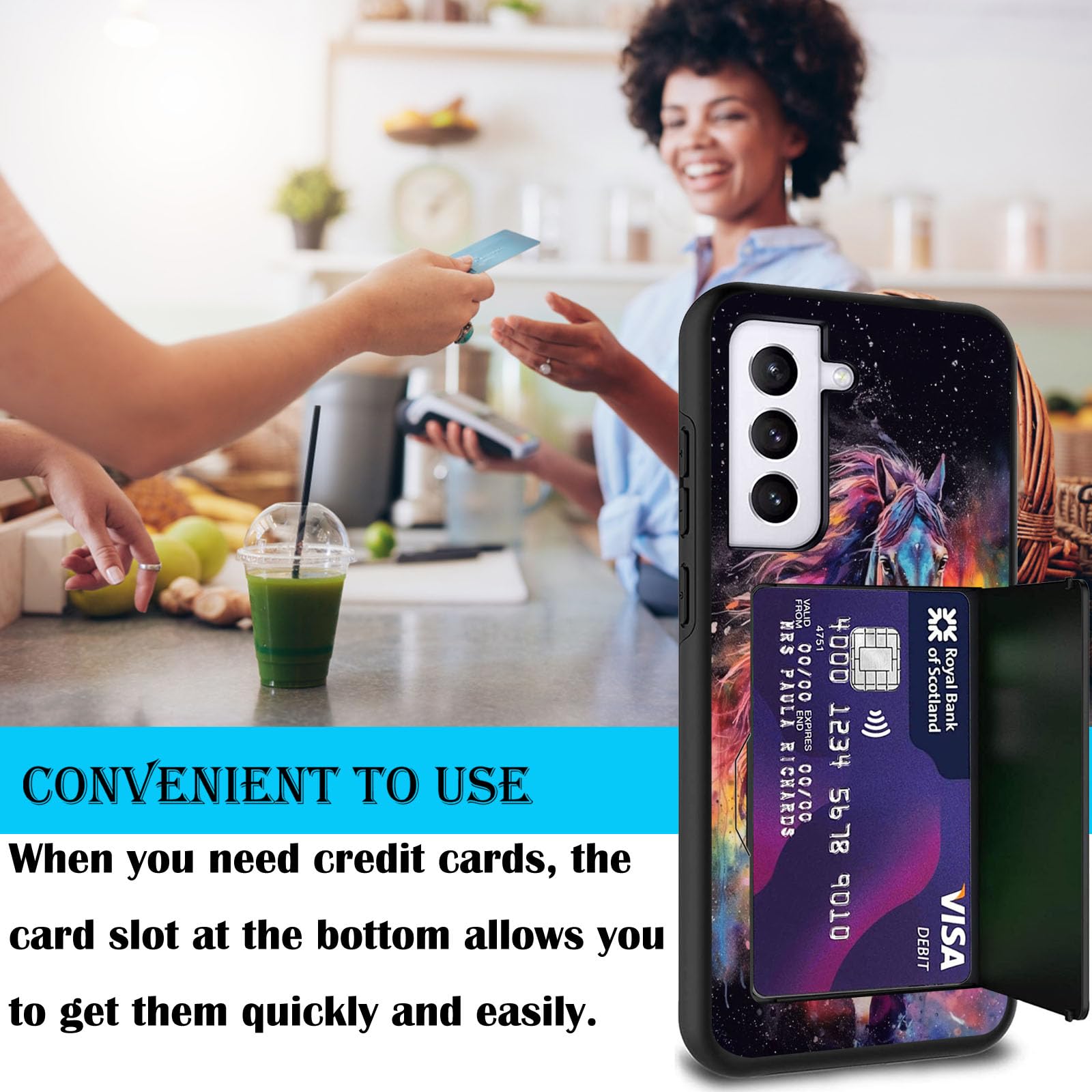 Fgdrfgrw Designed For Galaxy S24 Plus Card Holder Credit Card Wallets Case,Dual Layer Hybrid Shockproof Drop Protection With Kic