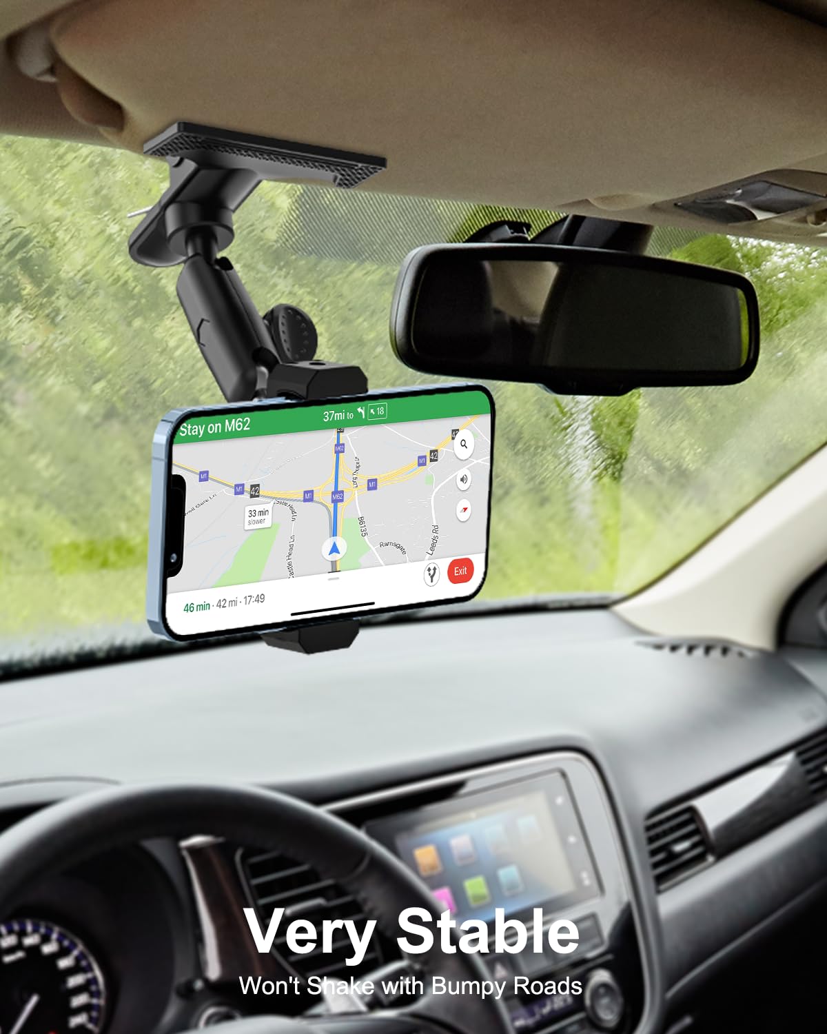 Metal Car Sun Visor Phone Holder For Iphone 16 15 14 13 12 11 Pro Max Android And All Smartphones, Car Cellphone Mount With 360