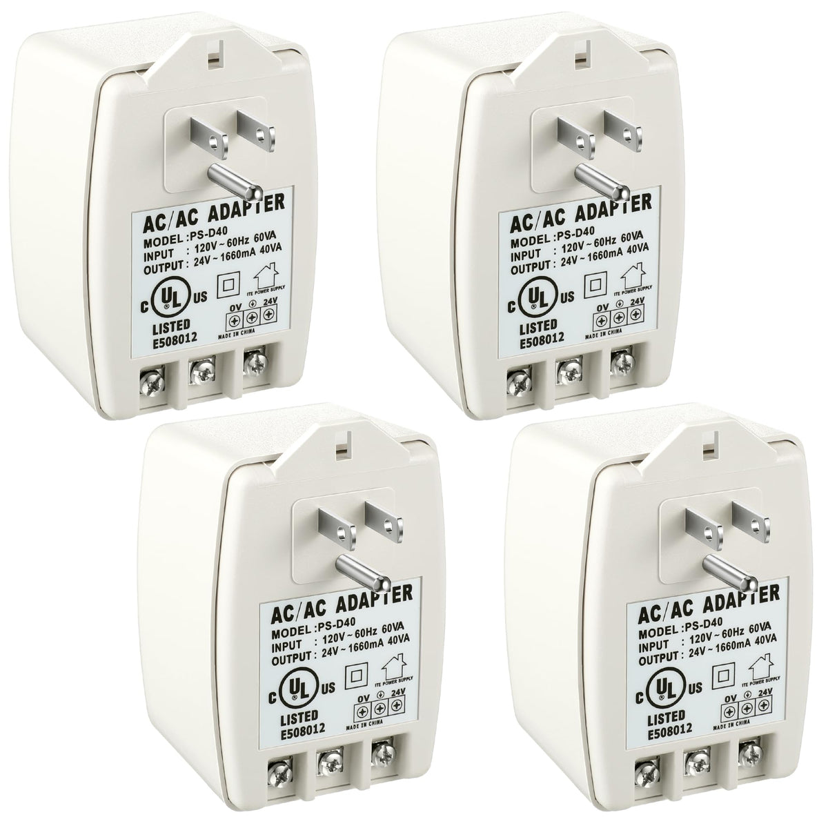 Hotop 4 Pack 24 Volt Transformer, 40 Va Ac Transformer Plug In With Ptc Fuse Compatible With All Versions Of Ring Doorbell And T