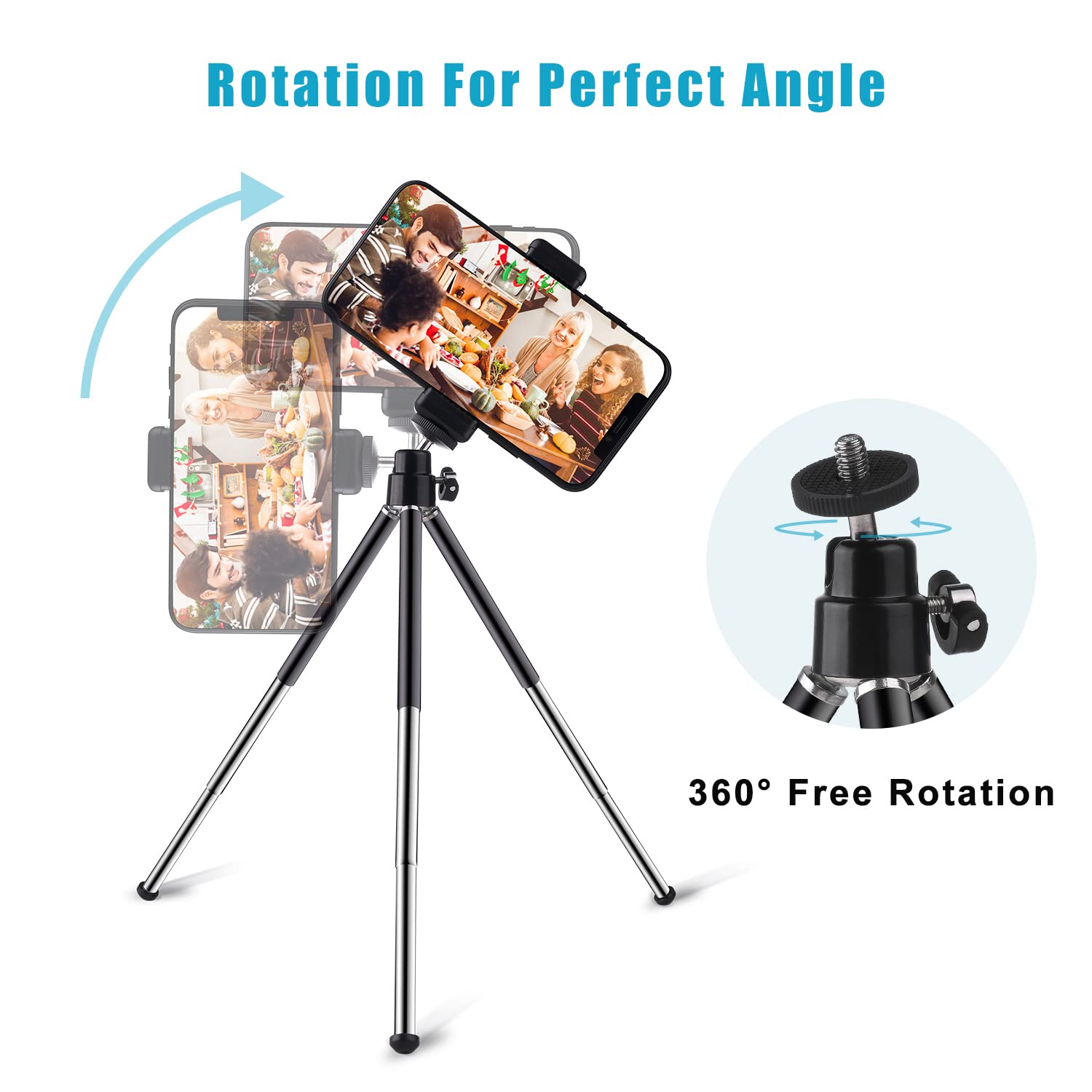Mini Tripod For Webcam And Phone, 12.4 Inch Metal Extendable Webcam Stand With Phone Holder, Small Tripod For Desk