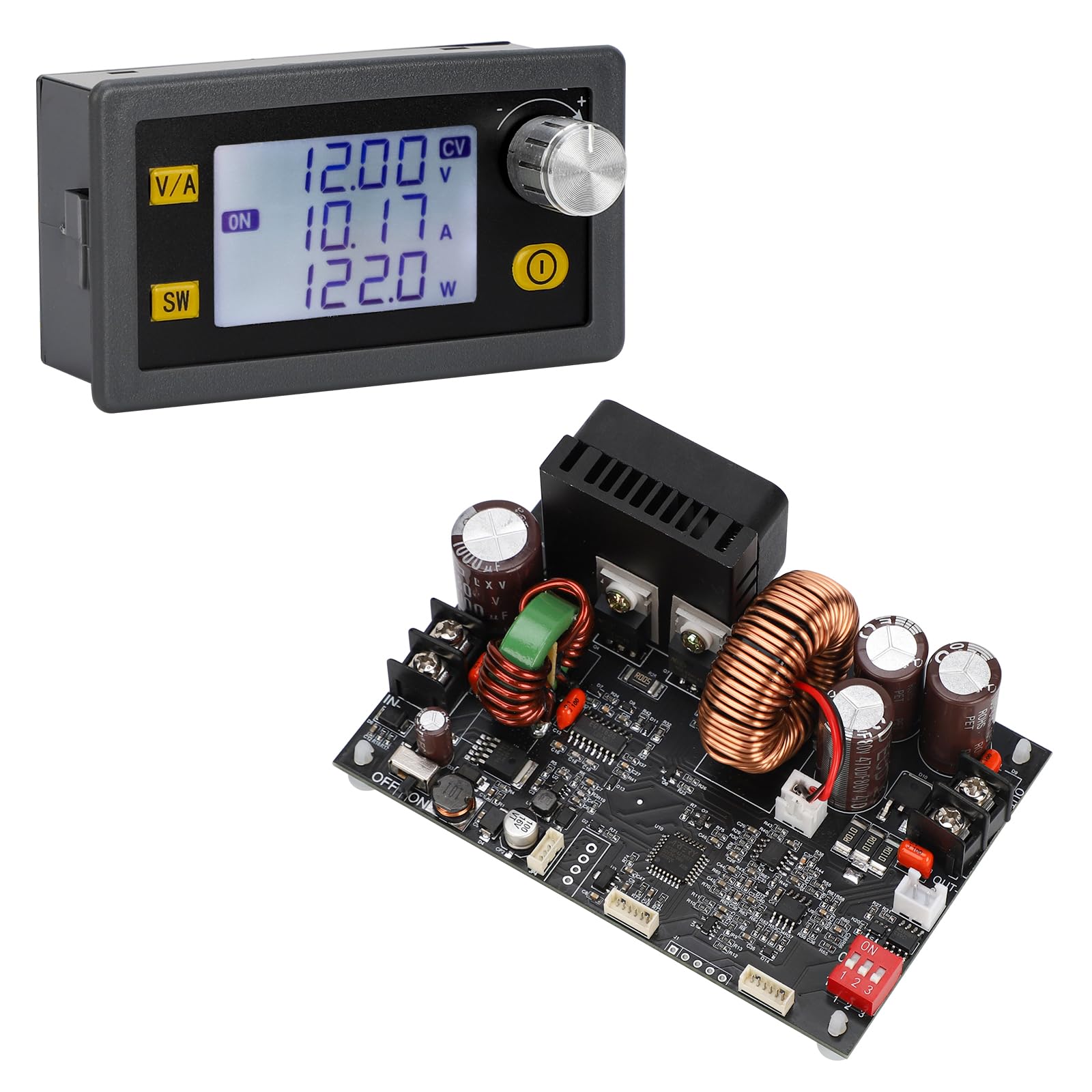 Drok Cnc Dc Buck Converter With Meter, 6 70V To 0 60V 20A 1200W, Dc 5V 9V 12V 24V 36V 48V 60V Fixed Output Voltage, Adjustable P