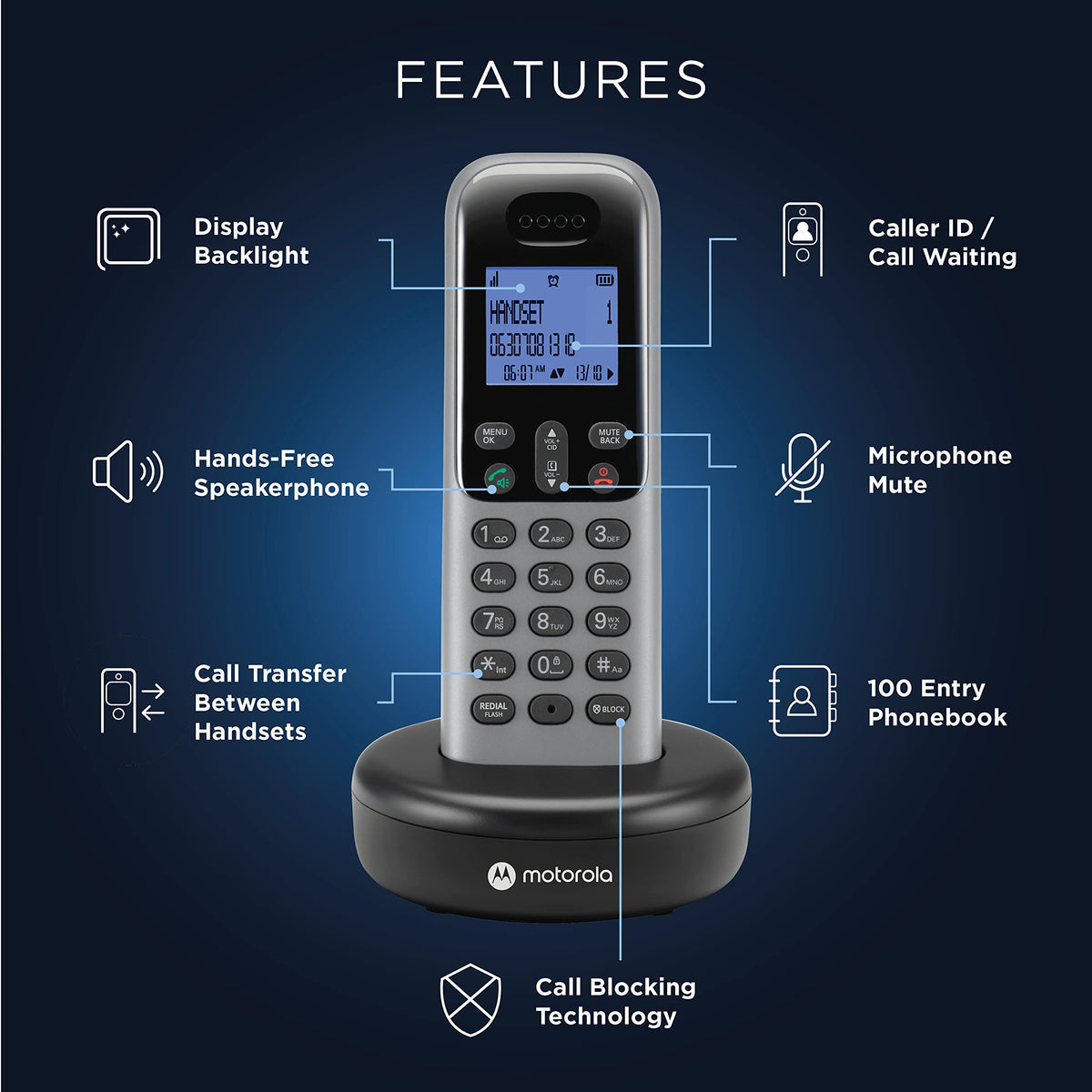 601 Phone Code Motorola Voice T601 Cordless Phone System W/Digital Handset, Speakerph ...