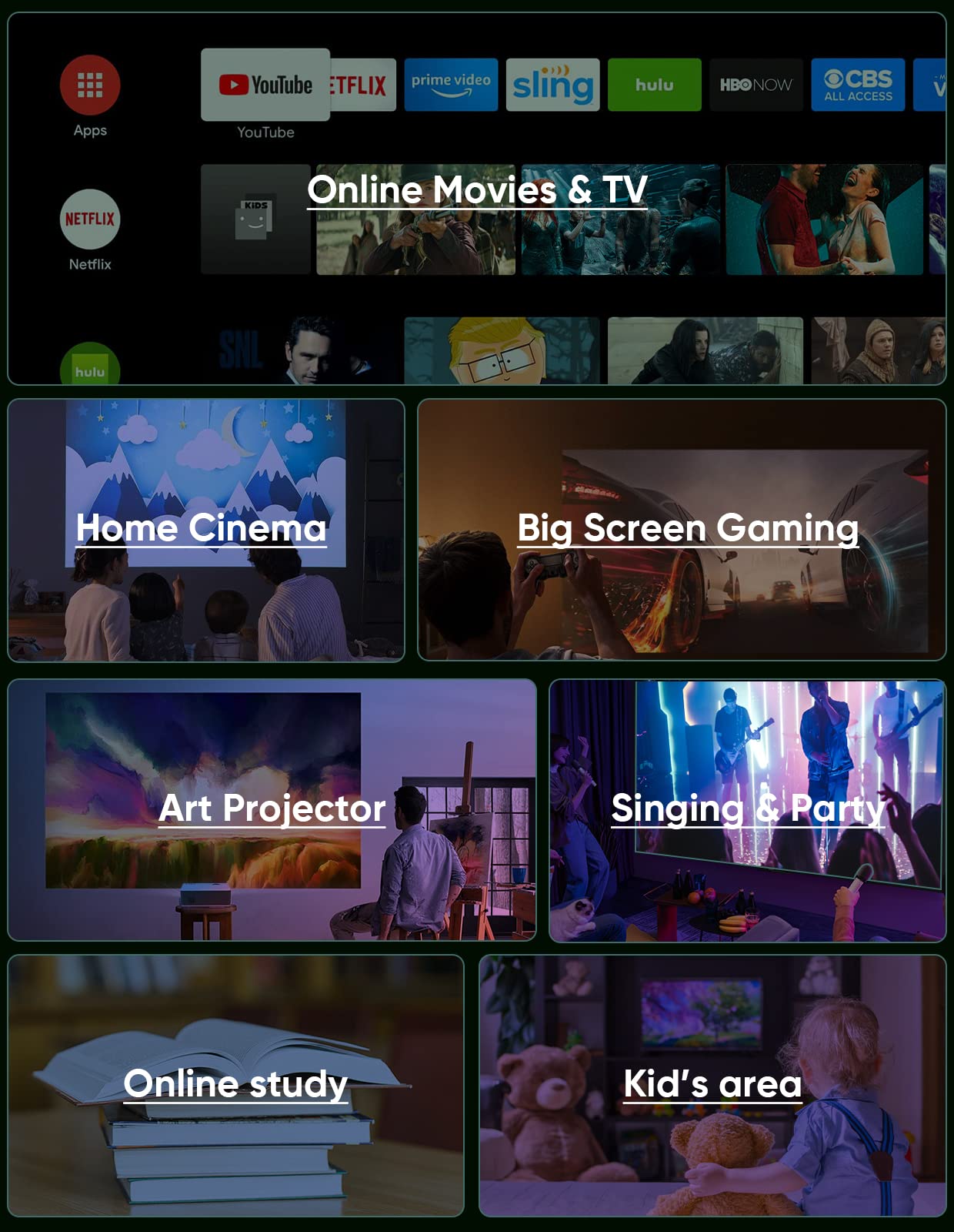 Tmy Native 1080P Projector With 5G Wifi And Bluetooth 5.1, 4K Supported Mini Projector, Portable Projector Compatible With Tv St