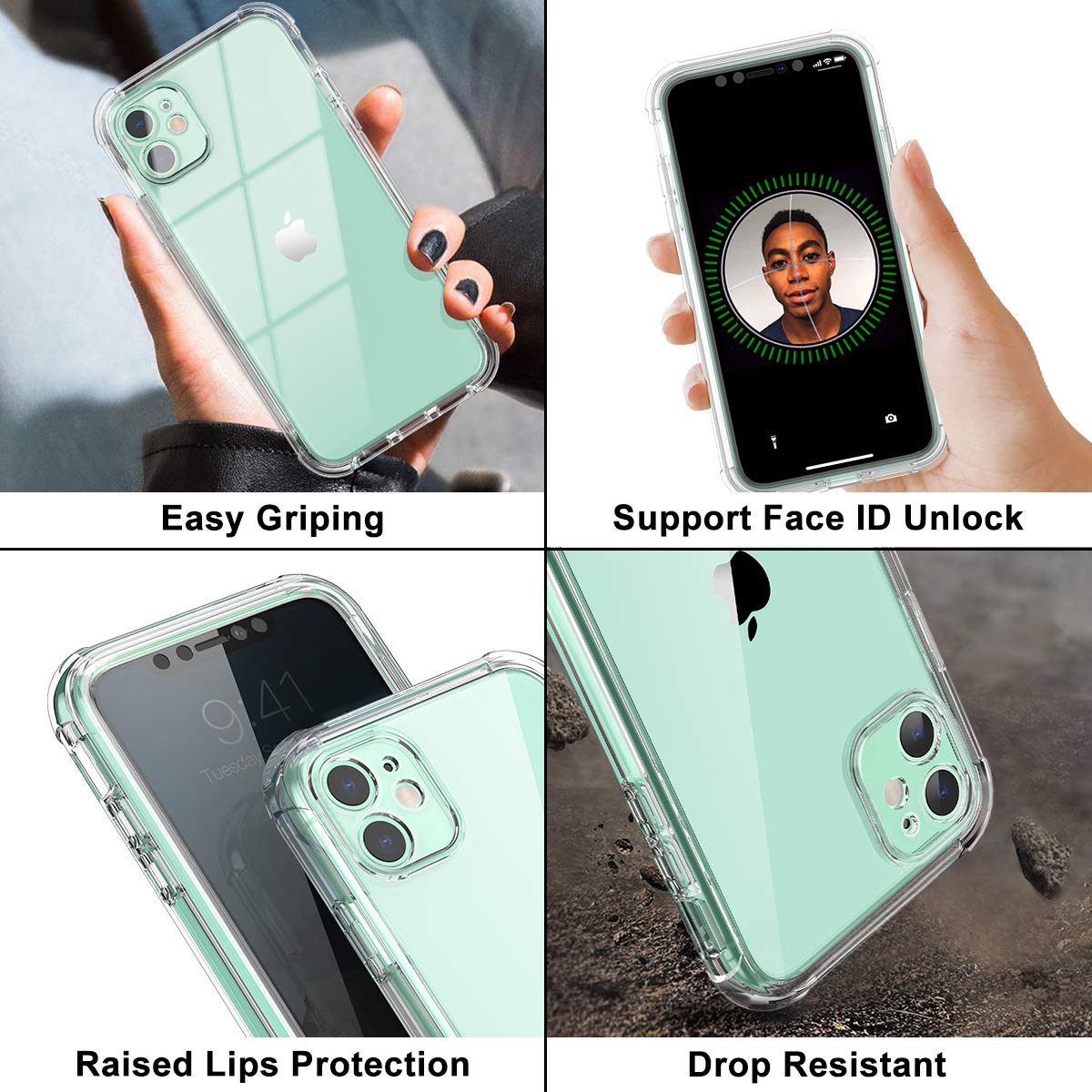 Suritch Clear Case For Iphone 11 (Only) 6.1 Inch, [Privacy Screen Protector] Full Body Protective Shockproof Rugged Bumper Phone