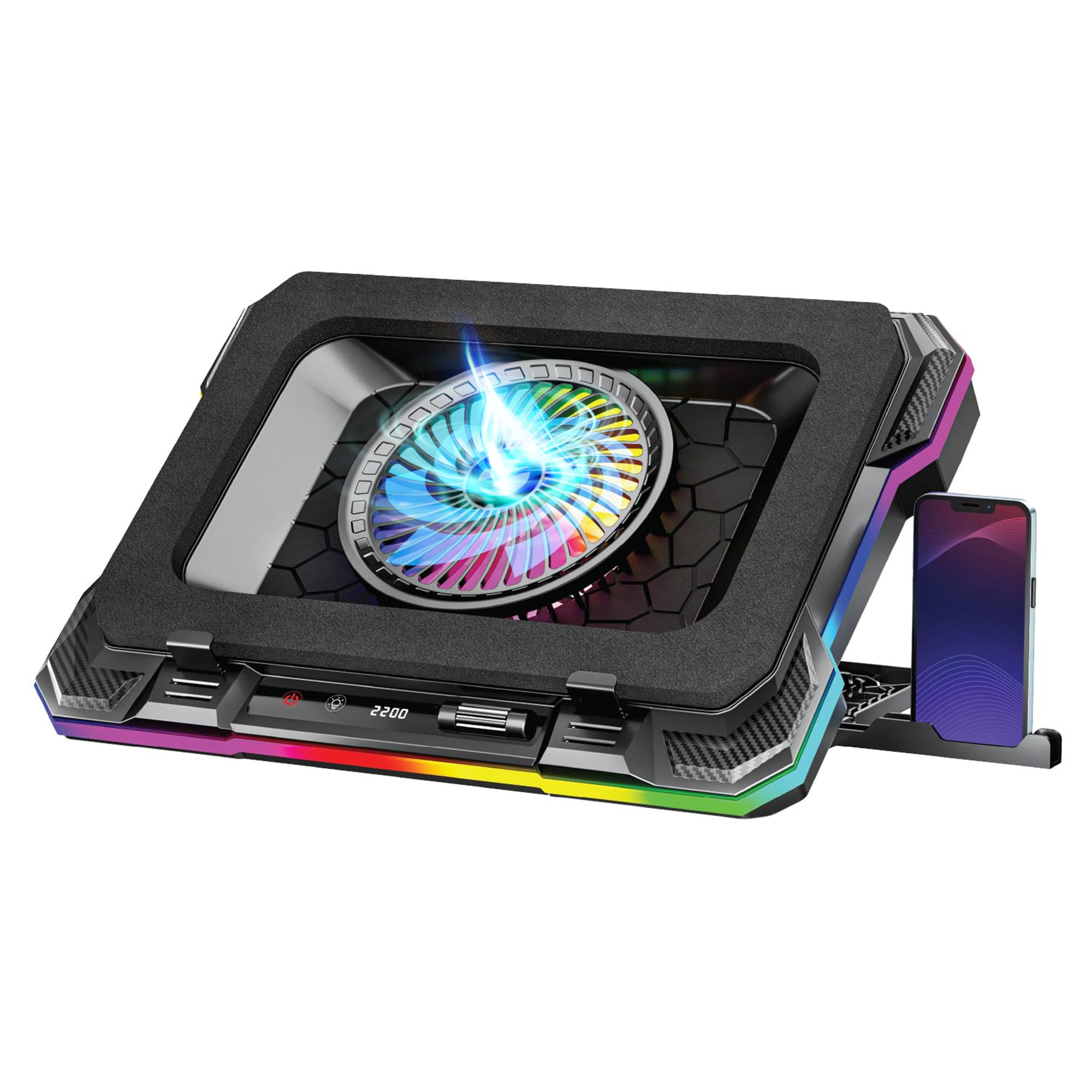 ZEBRONICS NC9200, Laptop Cooling Pad, 140mm RGB LED Fan, Upto 19 inch Laptop, Dual USB Port, Magnetic Foam Cushioning, Detachabl