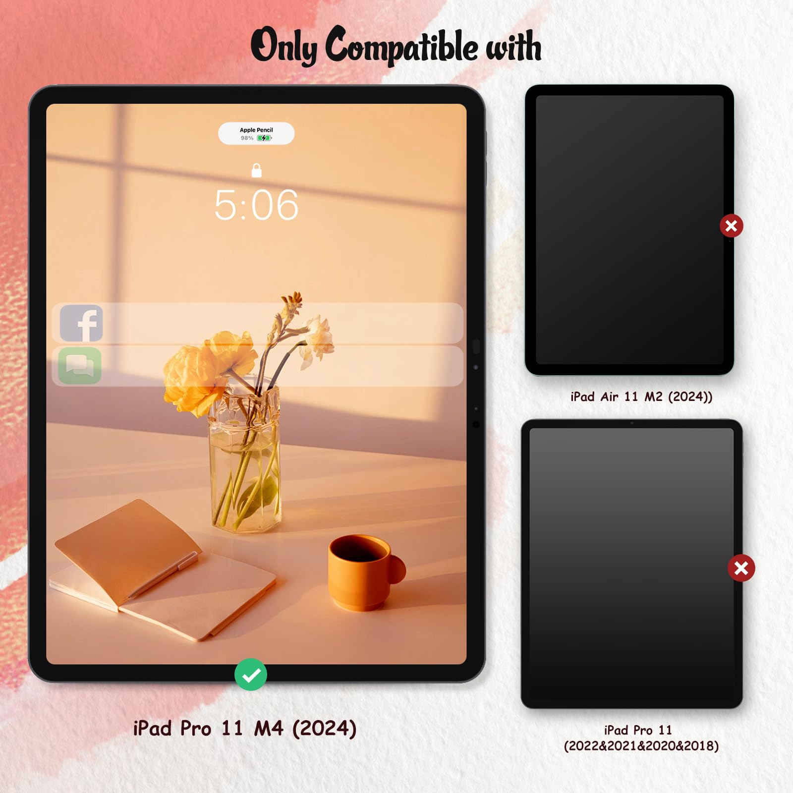 Kct 2Nd Papernano Screen Protector Compatible With Ipad Pro 11 Inch 2024 (M4), Paper Nano Texture Film For Drawing, Nib Friendly, Anti Glare 2 Pack