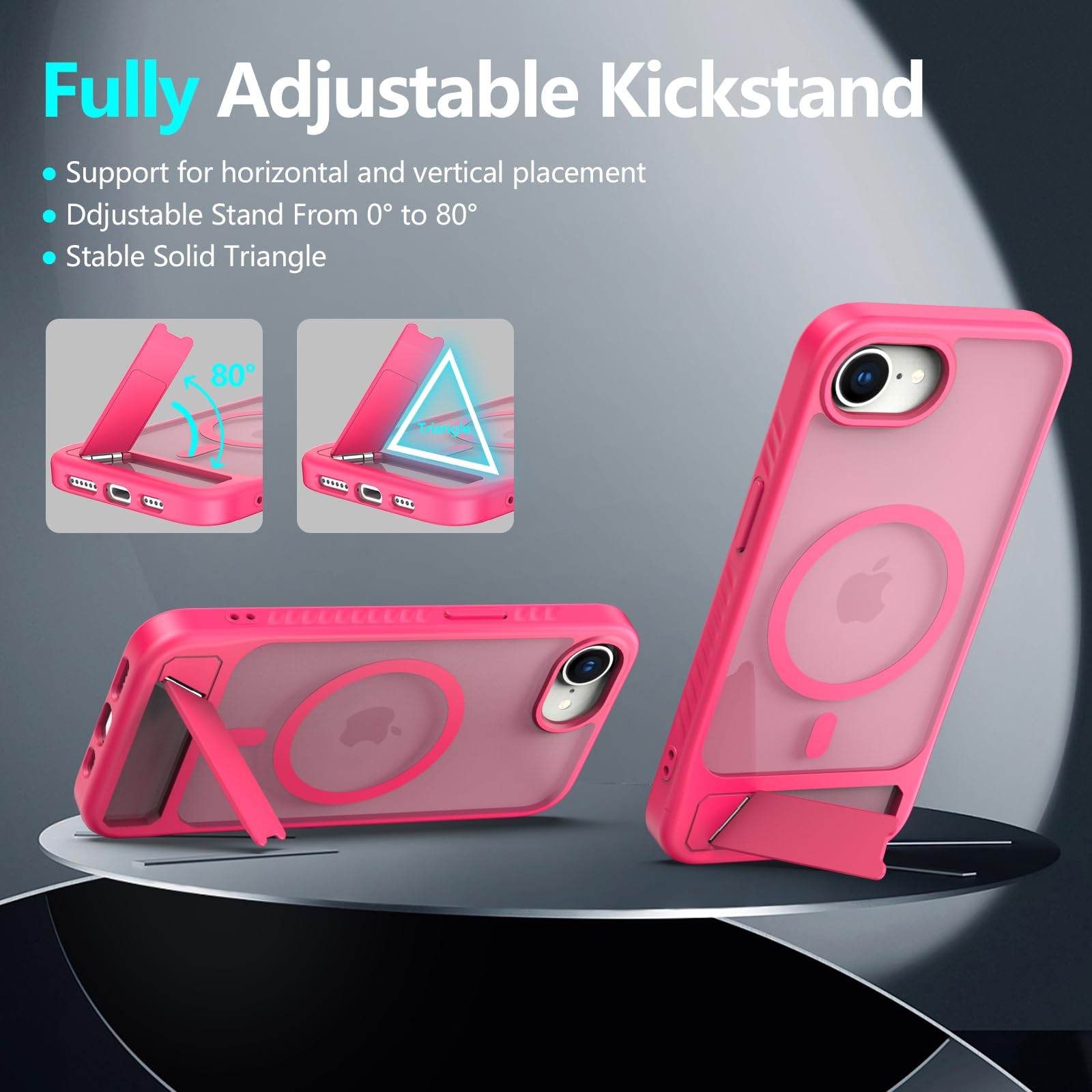 For Iphone 16E Case: [Fit For Magsafe] Strong Magnetic & Invisible Stand, Military-Grade Drop Protection With Screen Protector,
