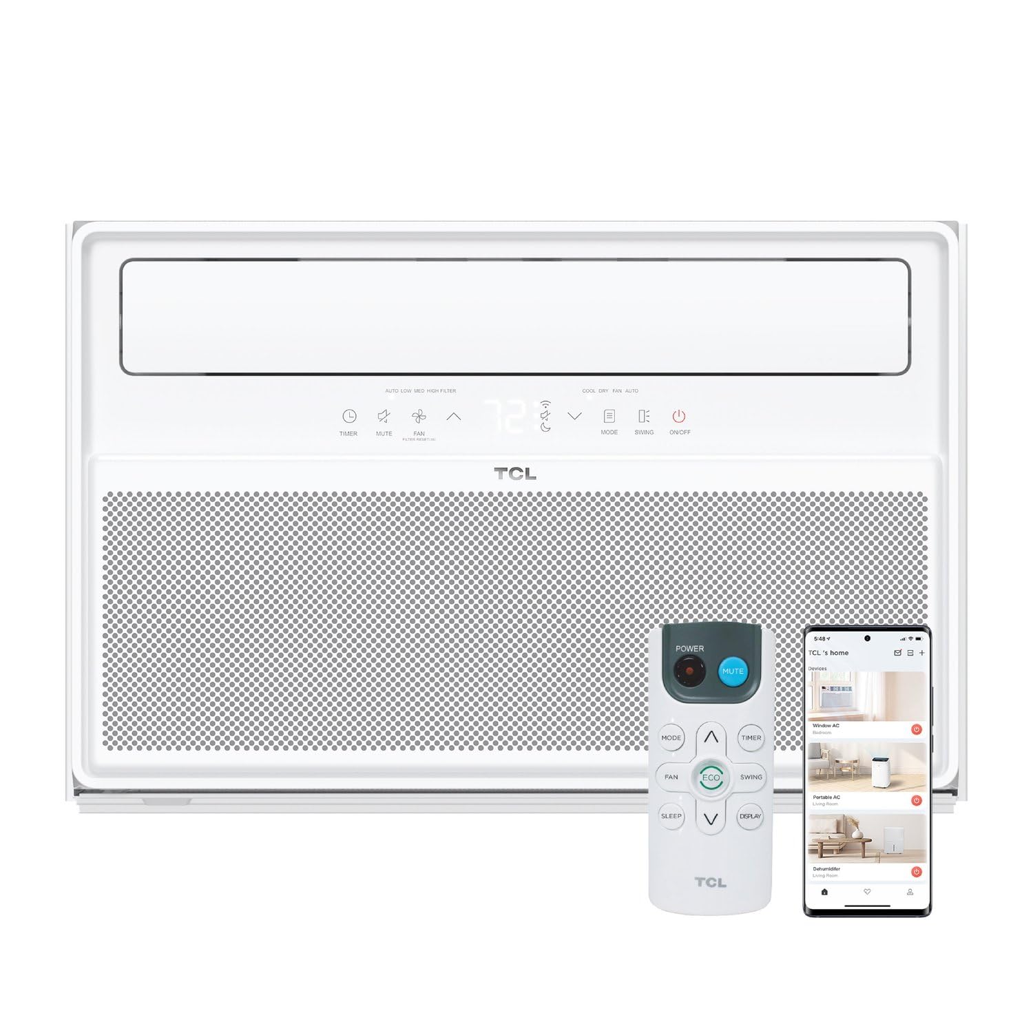 TCL 12,000 BTU Q-Series Smart Inverter Window AC, Ultra-Quiet 38dB Fan & 40dB Cooling, 38% Energy Saving, 3-Step Install, Open-a