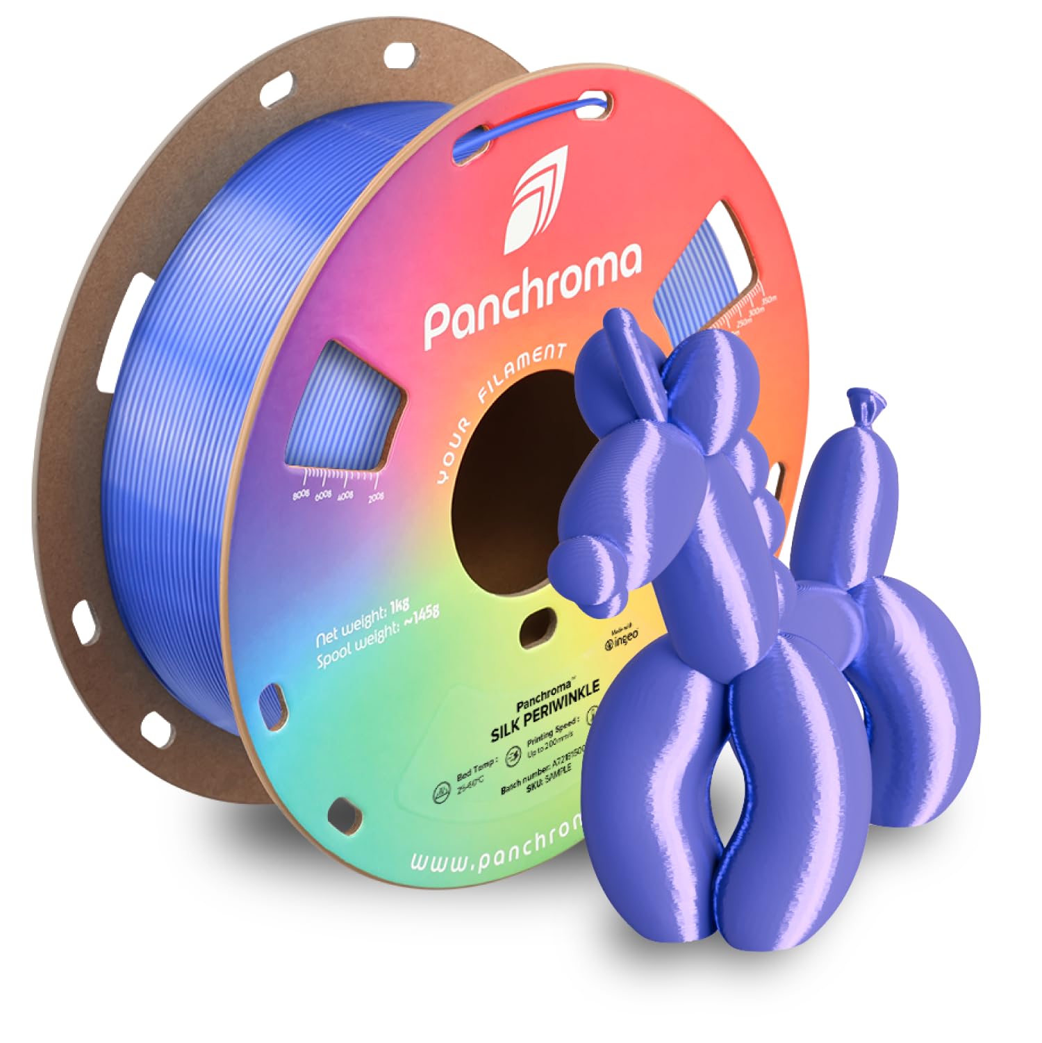 Polymaker Panchroma Silk PLA Filament 1.75mm 1kg, Shiny Periwinkle, New and Improved Formula, Better Strength, Printing Speed an