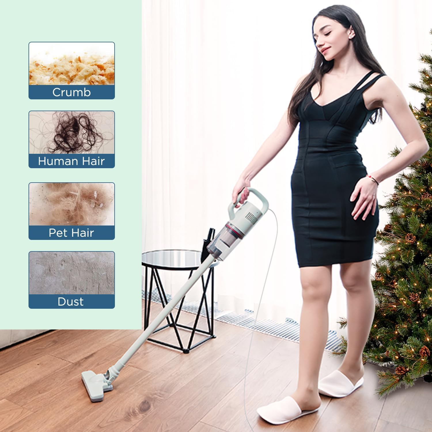 Keromee Stick Vacuum Cleaner, Corded Handheld Vacuum Cleaner Mini Electric Broom For Pet Hair Hardwood Floor Cat Litter Cleaning