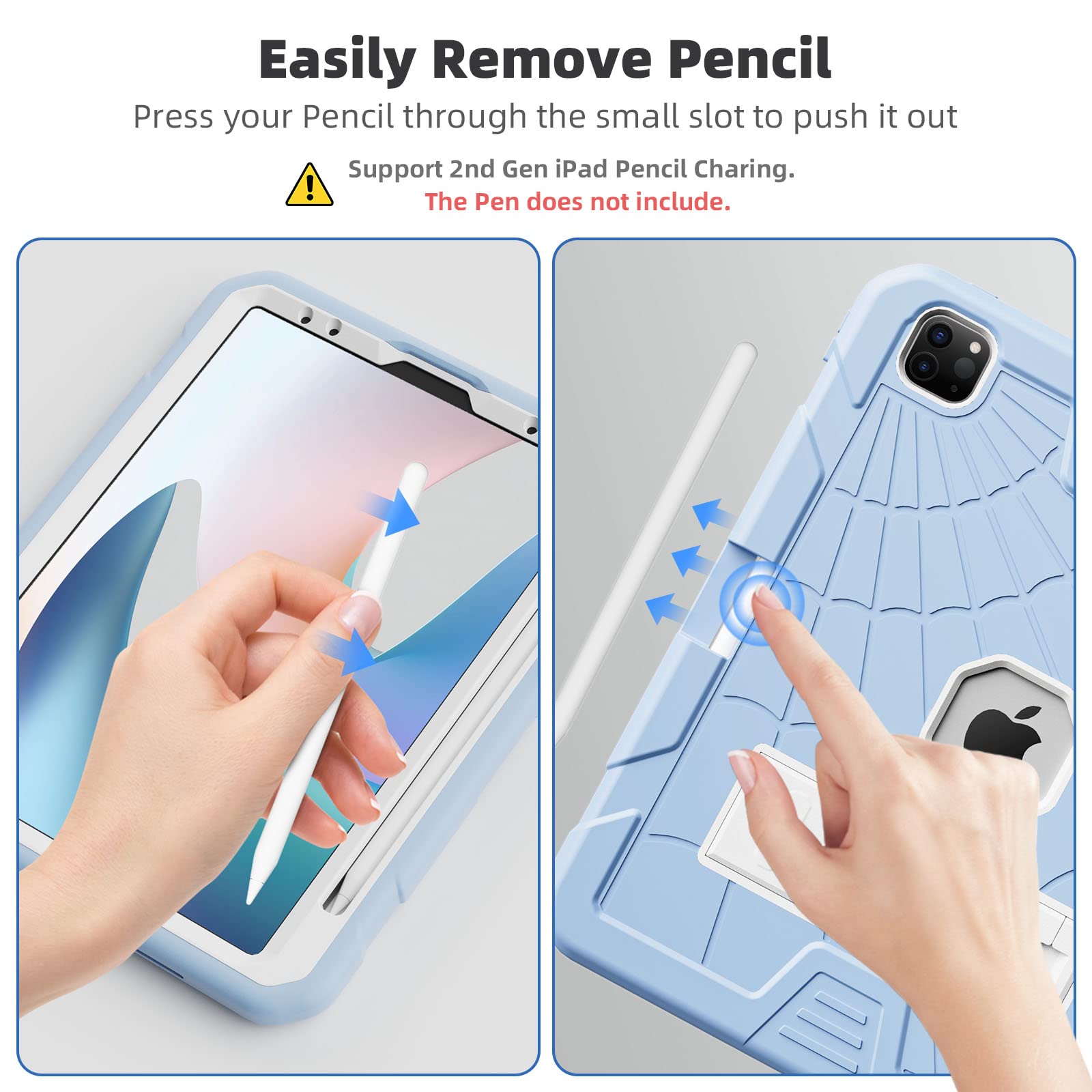 Tsqqst Case For Ipad Pro 11 Inch 4Th/3Rd/2Nd/1St Generation 2022 2021 2020 2018 With Pencil Holder | Rugged Kids Case W/Screen P